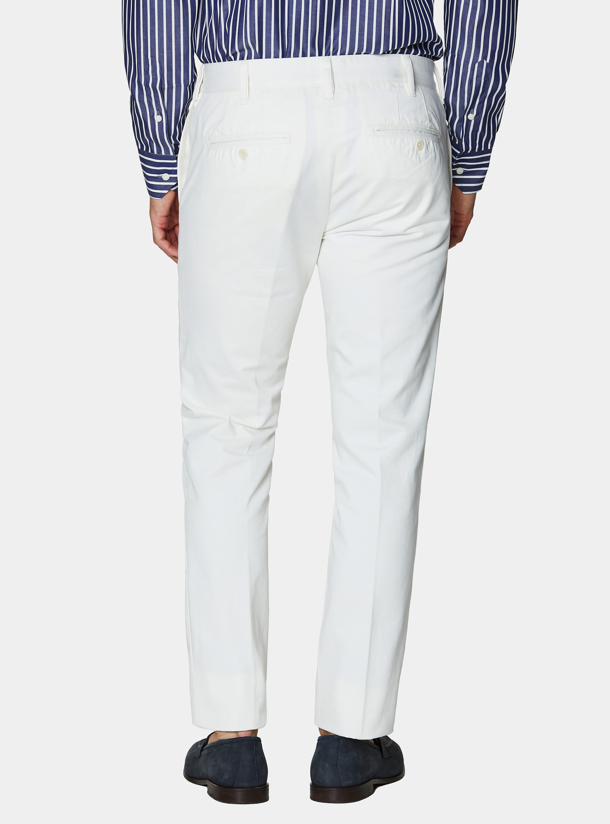 Pantalones chinos de sarga de algod&oacute;n, BLANCO