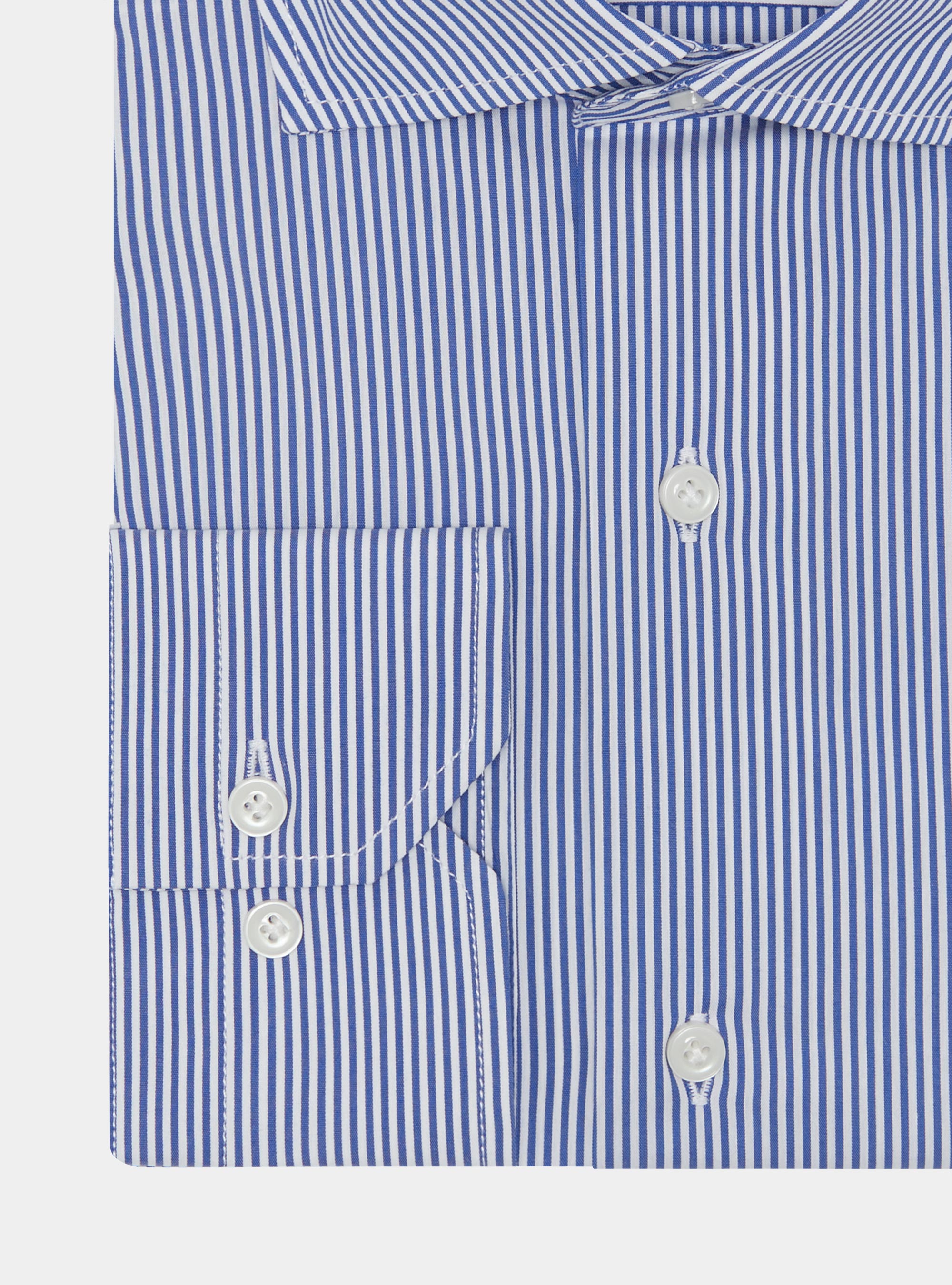 Camicia rigata in popeline stretch, BLU