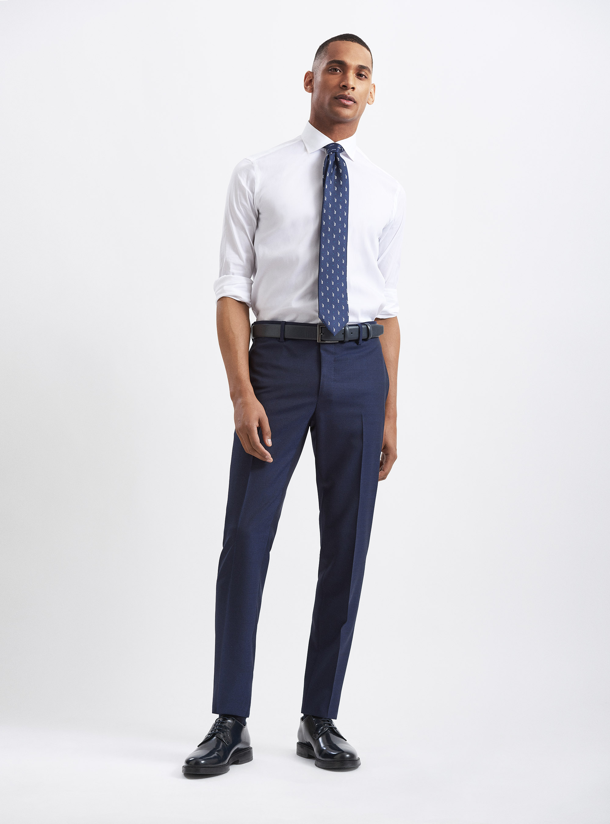 Pantaloni per abito in pura lana tessuti Vitale Barberis Canonico, BLU NAVY