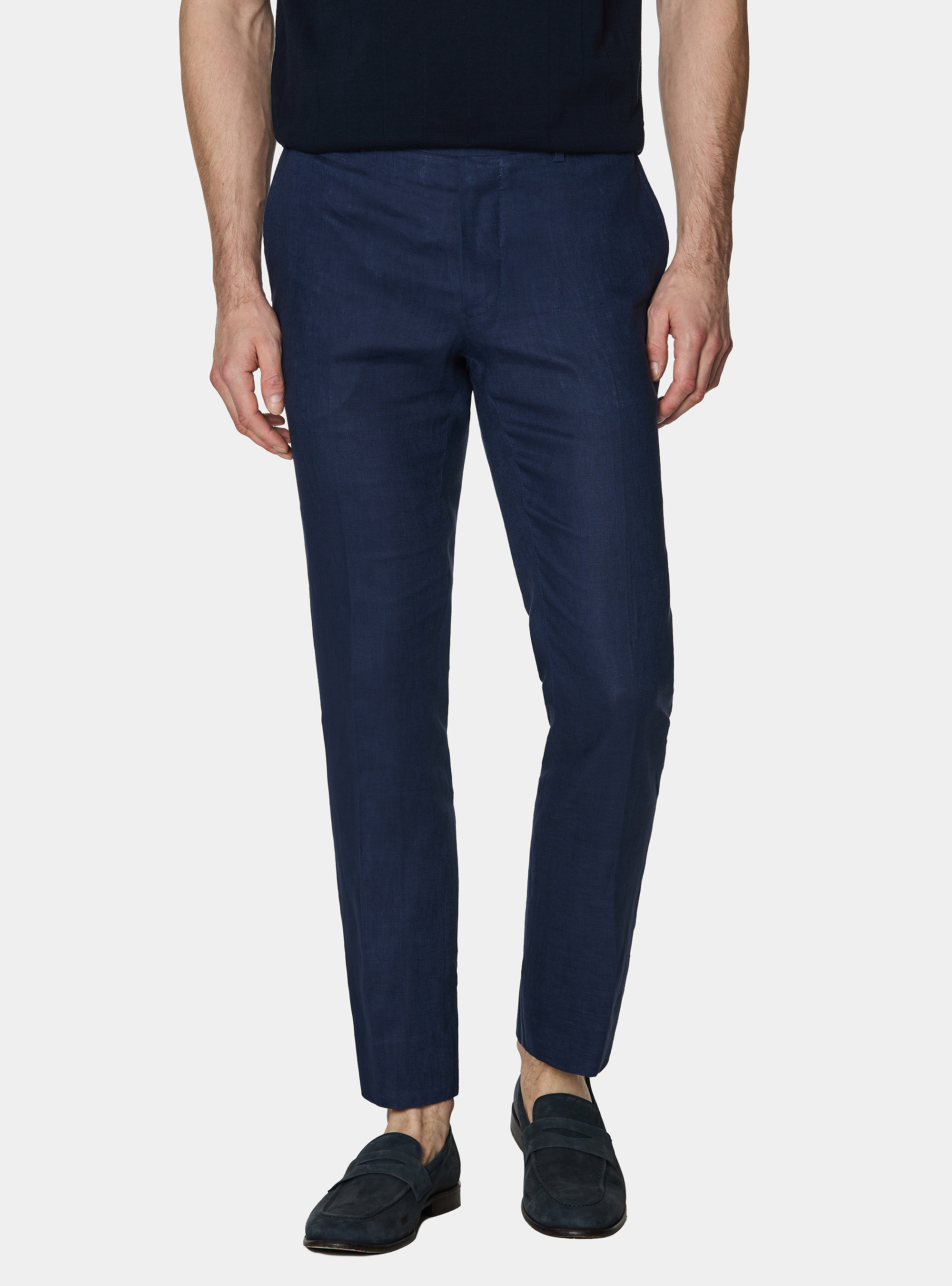 Pure linen suit trousers, BLUE