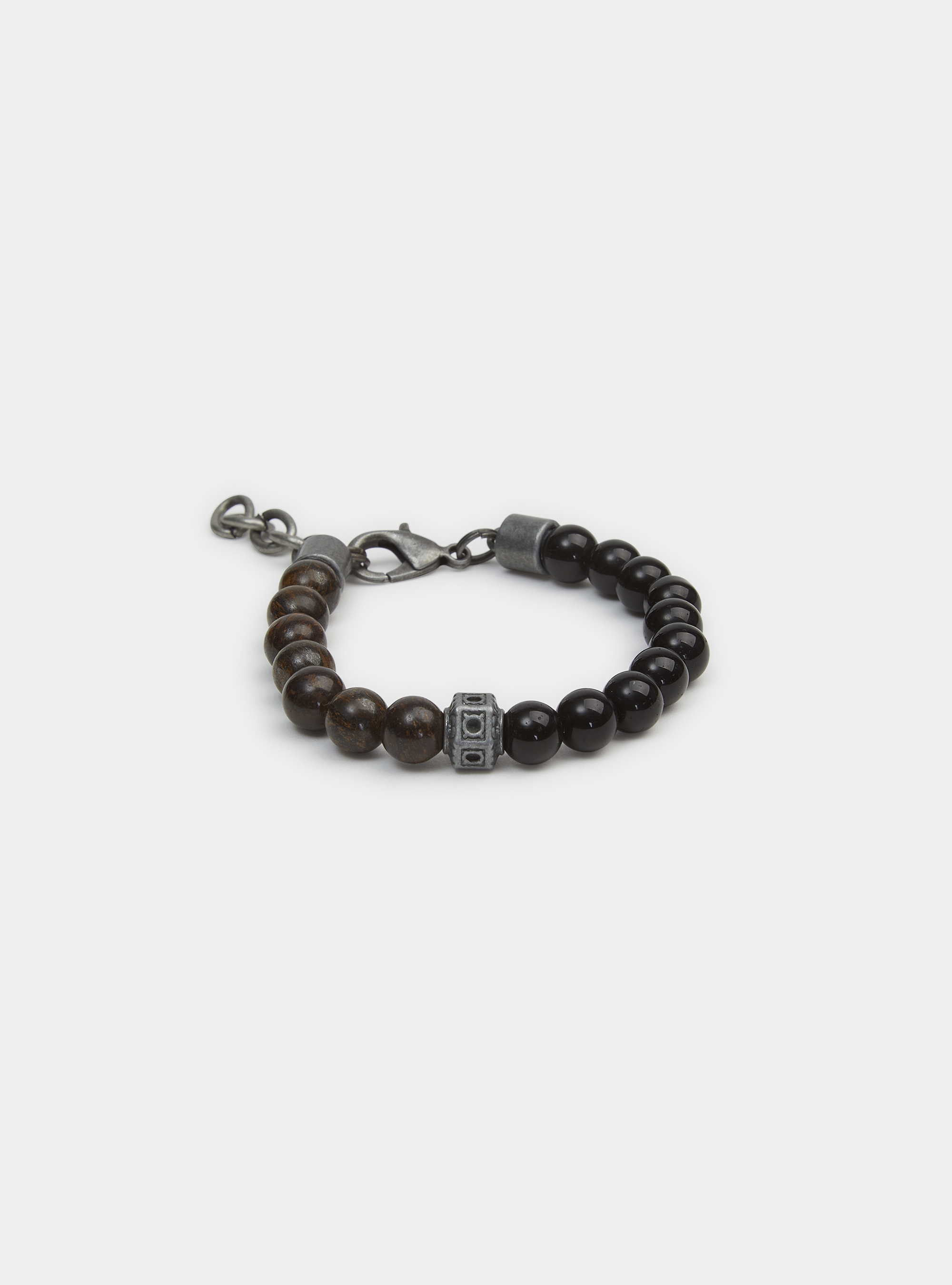 Bracelet with black spheres and hook, BLACK