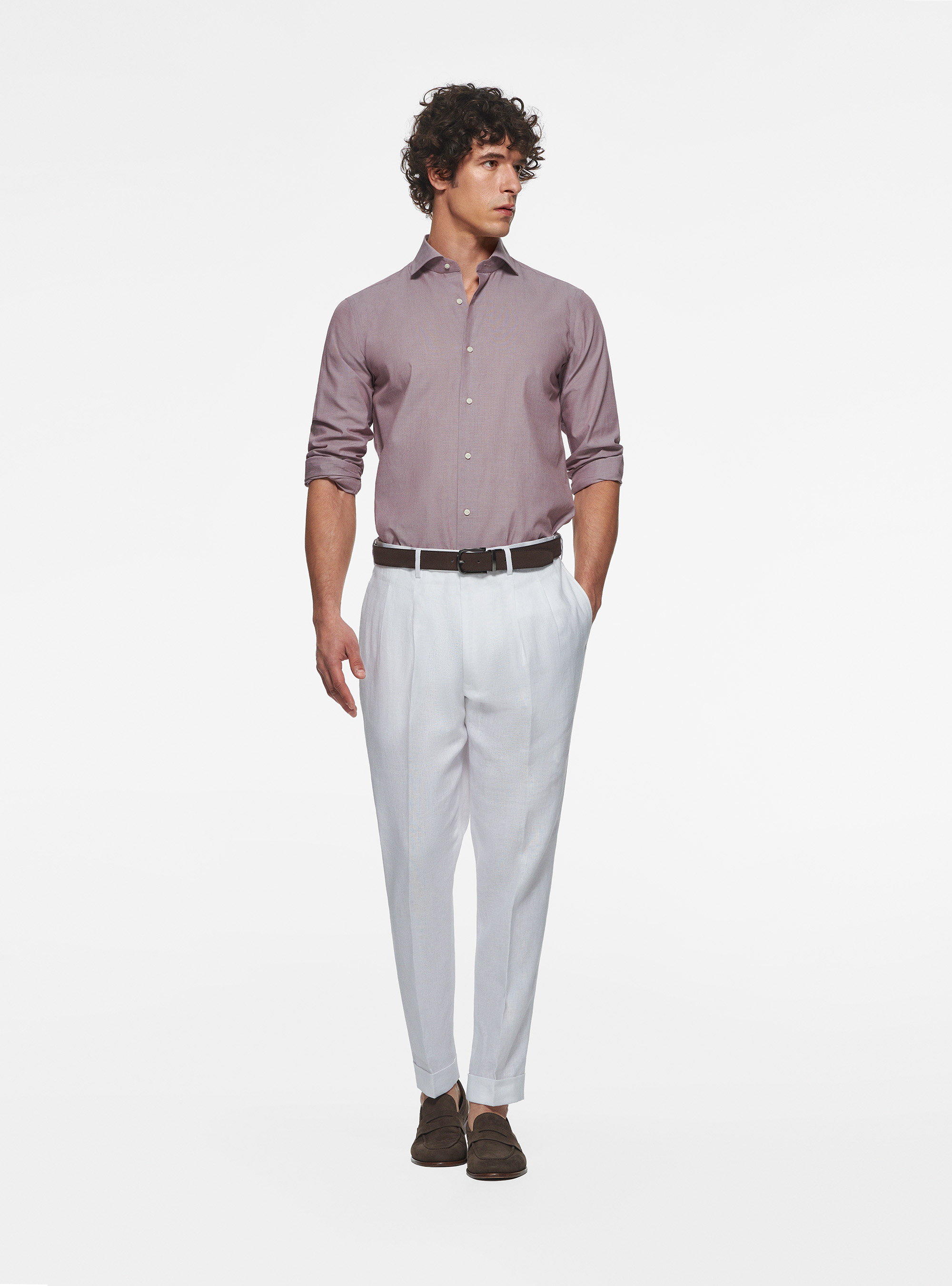 Camisa de algod&oacute;n fil a fil, CEBOLLA