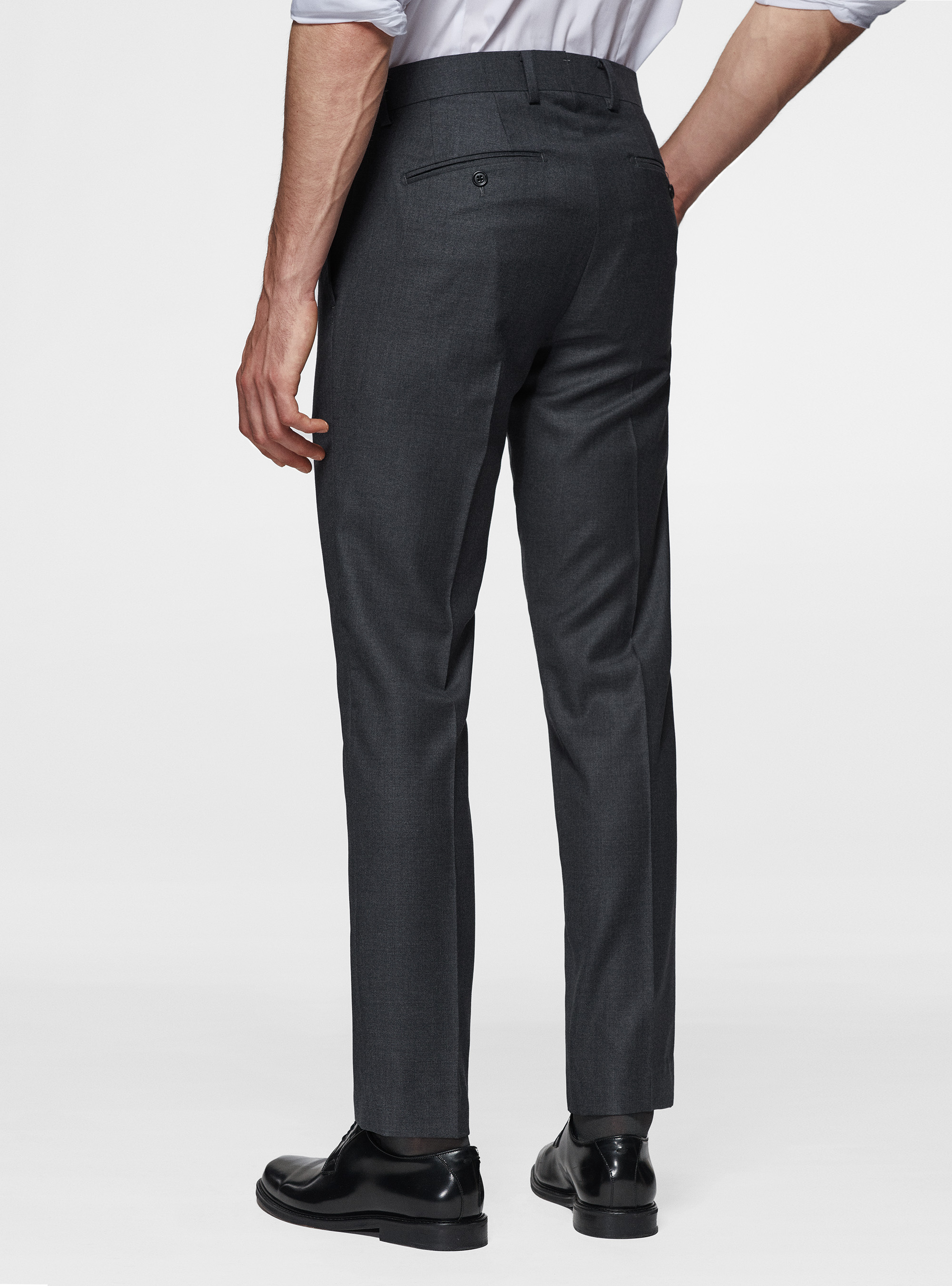 Pantaloni in pura lana superfine 110's, ASFALTO