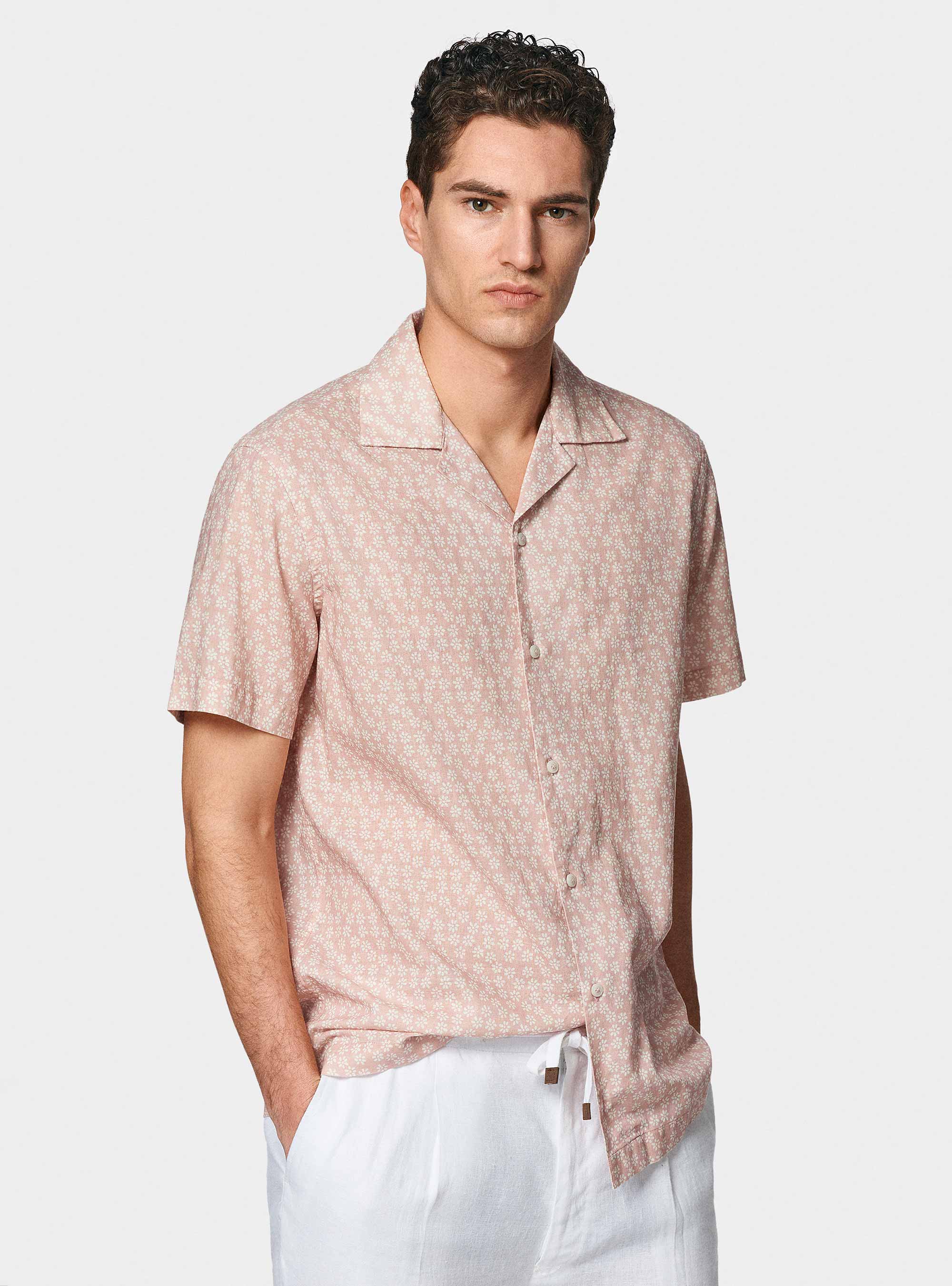 Bowling shirt in linen and printed cotton | Gutteridge Bowling shirt in linen and printed cotton | Gutteridge