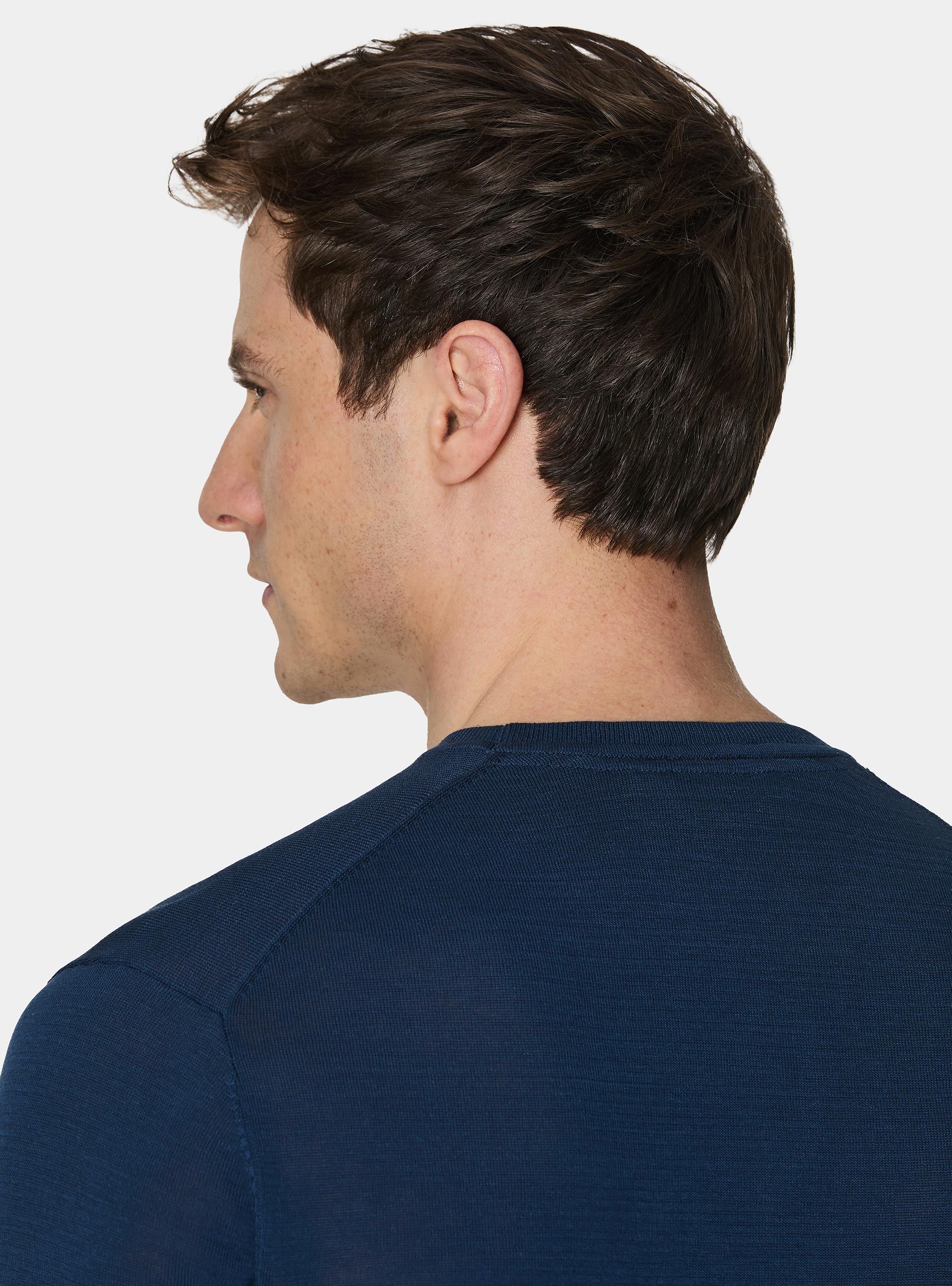 Cotton and silk crew neck sweater, INK