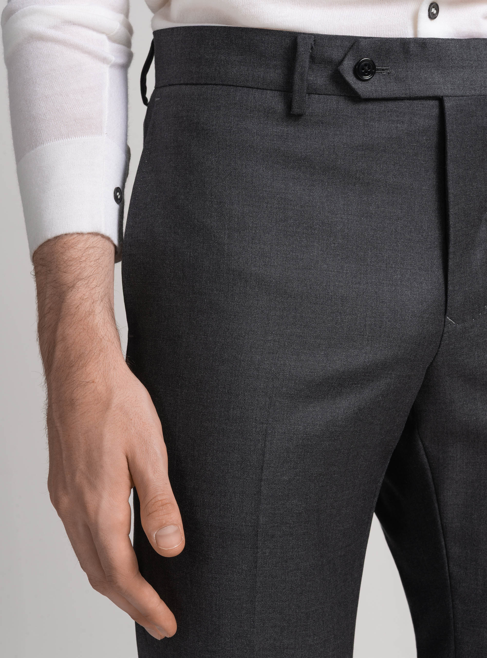 Pantaloni per abito in pura lana Vitale Barberis Canonico, ASFALTO
