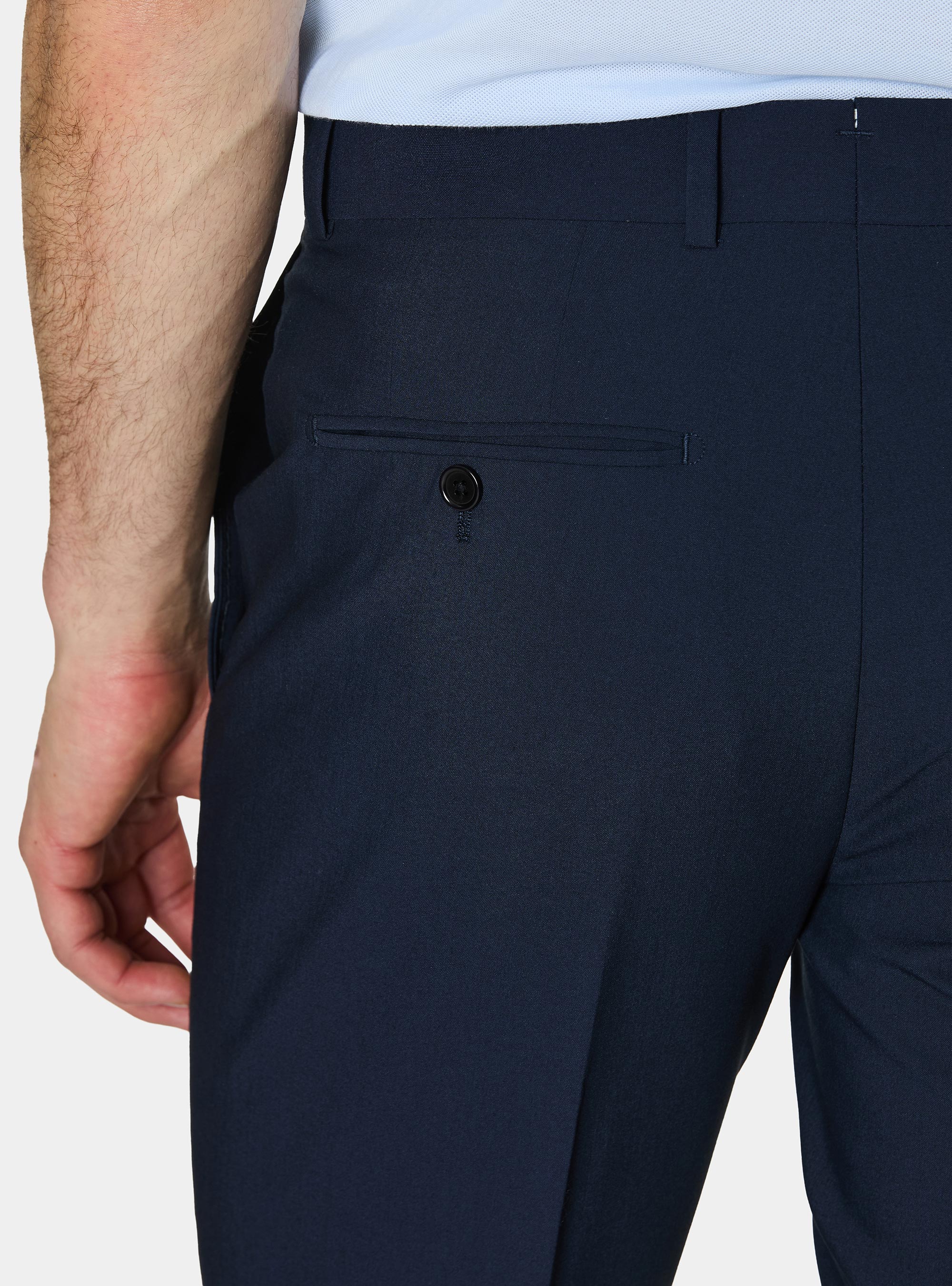 Slim-fit suit trousers, NAVY BLUE