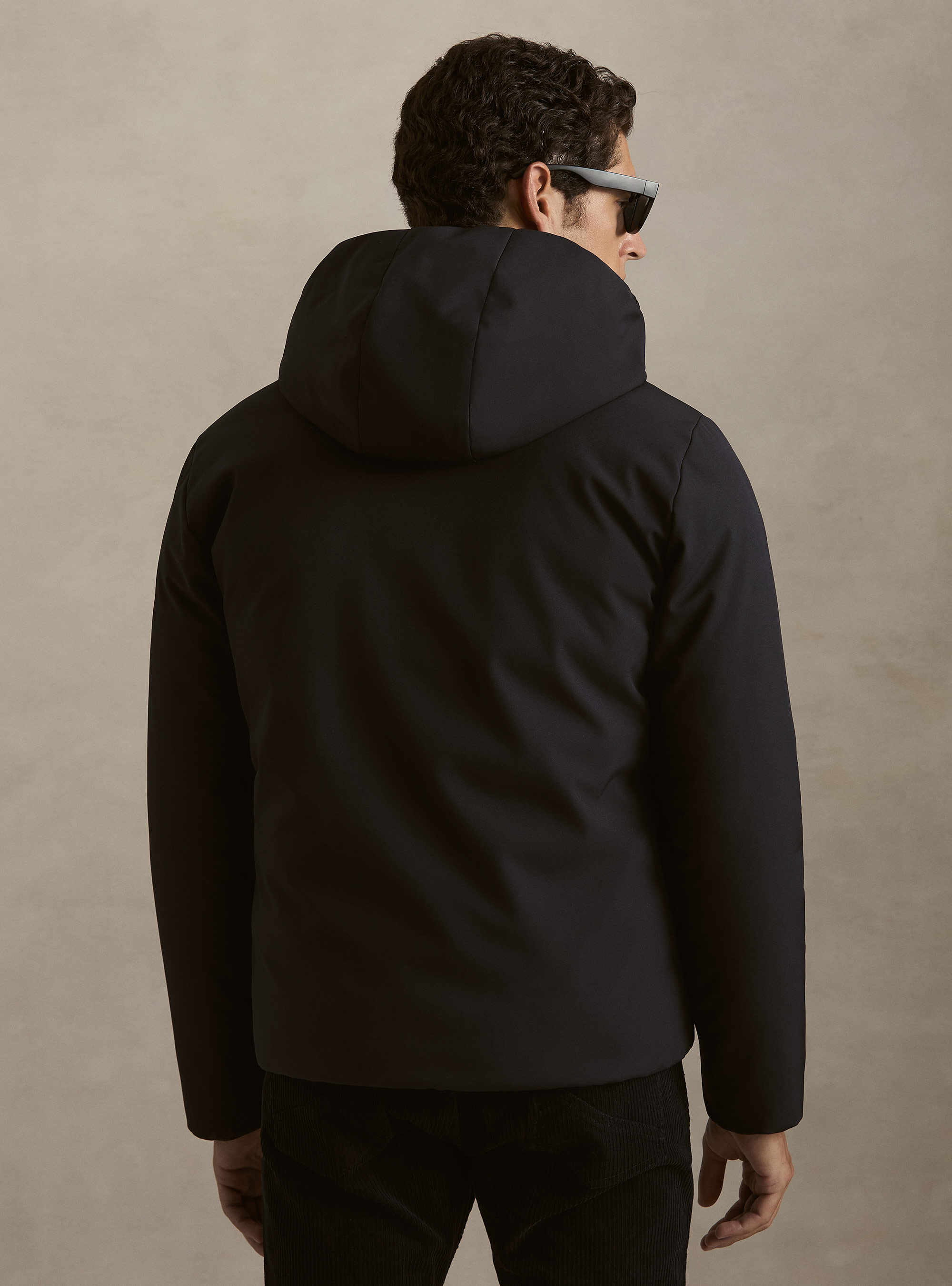 Reversible hooded bomber jacket, NAVY BLUE