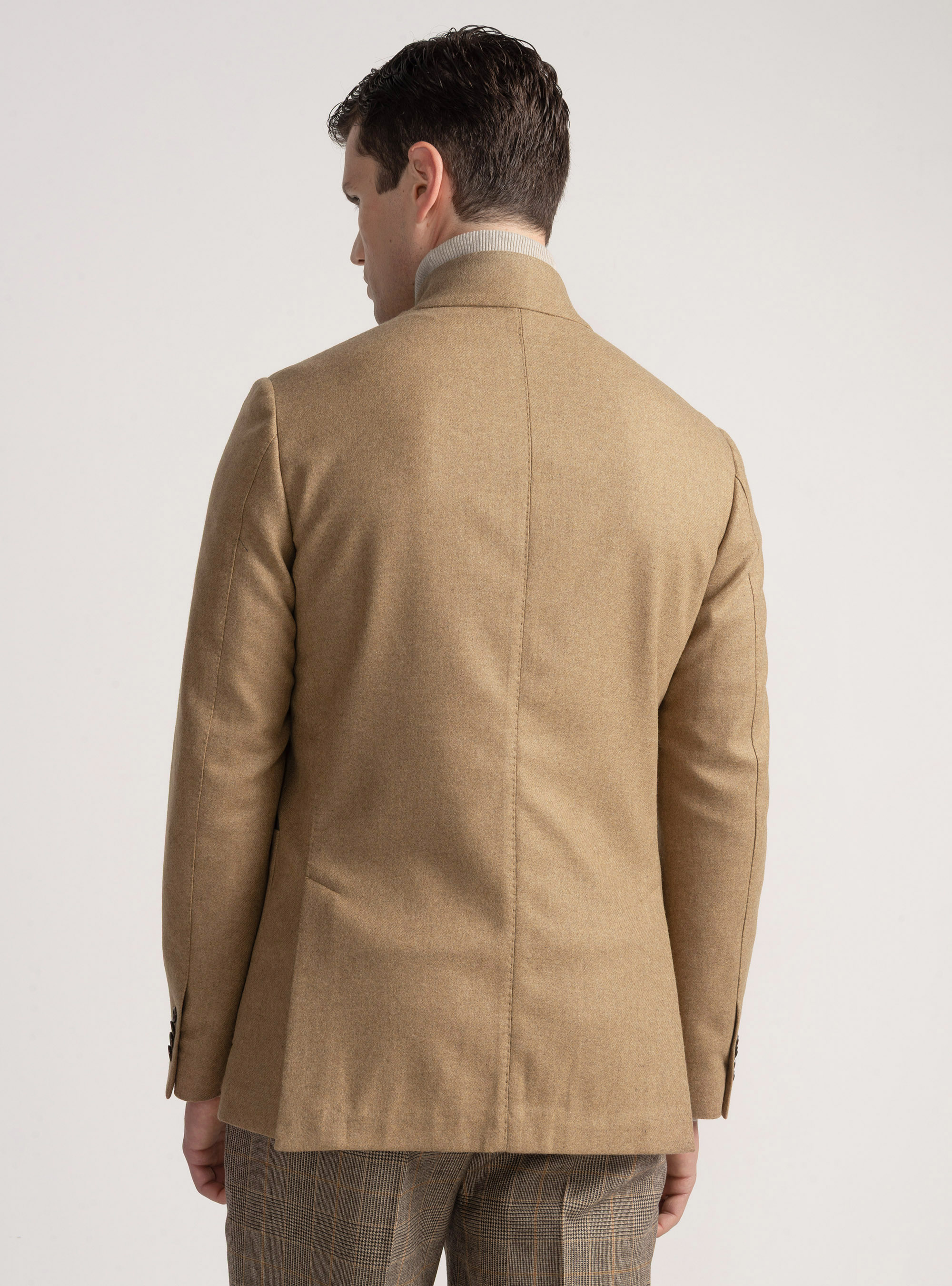Giacca coreana in flanella di lana, CAMMELLO 0570C
