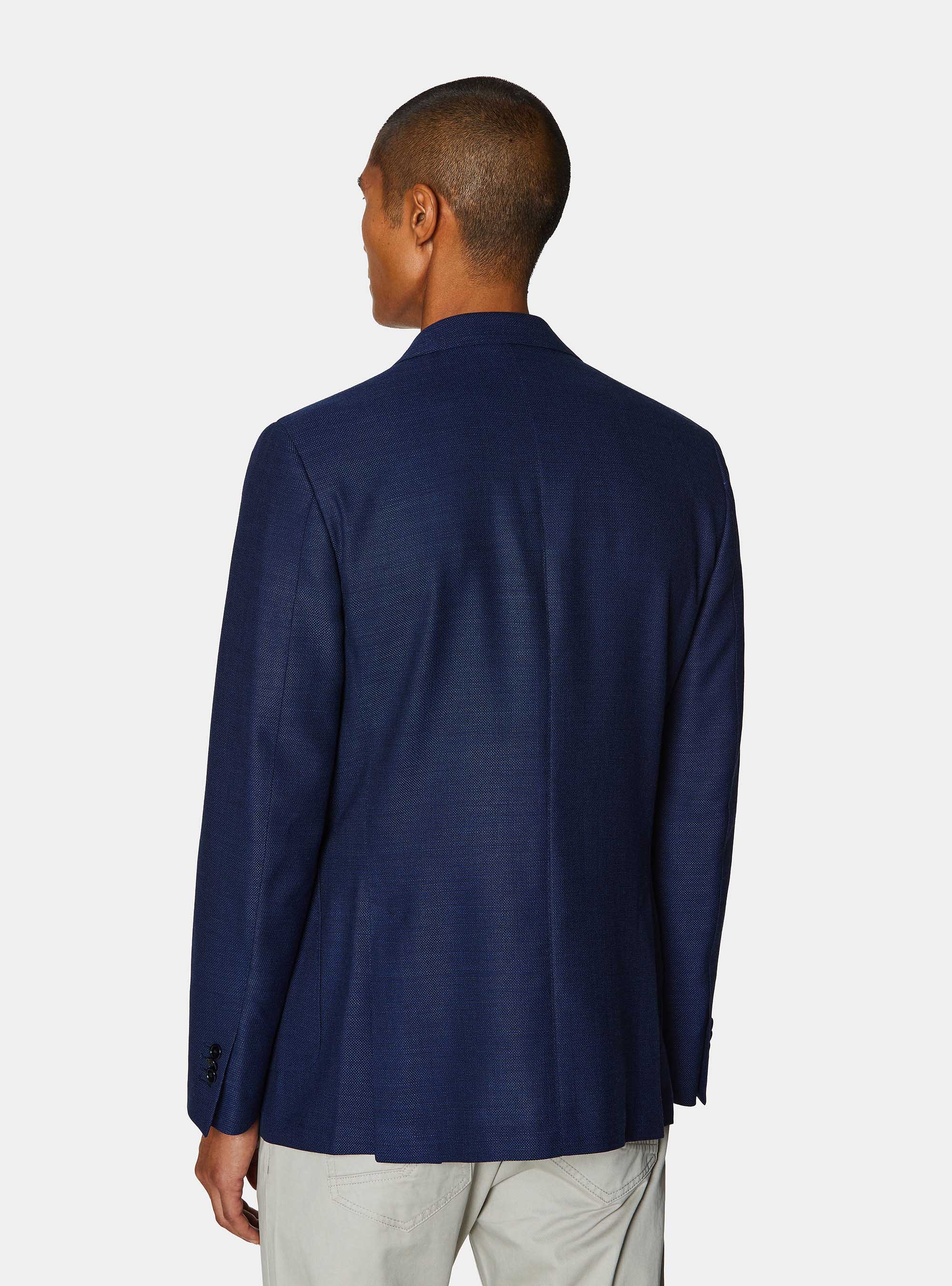 Pure wool hopsack blazer, BLUE
