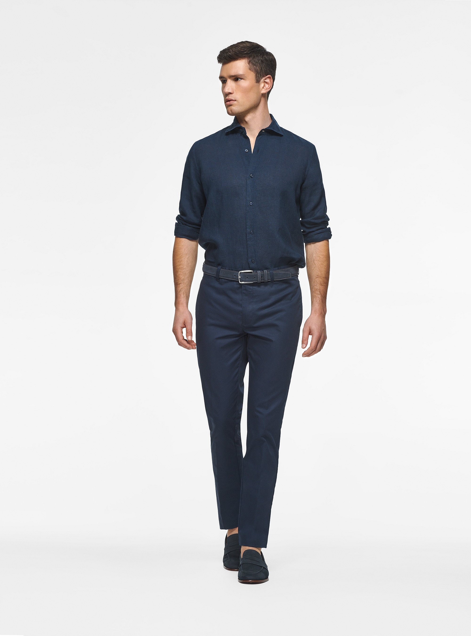 Pure linen shirt, NAVY BLUE