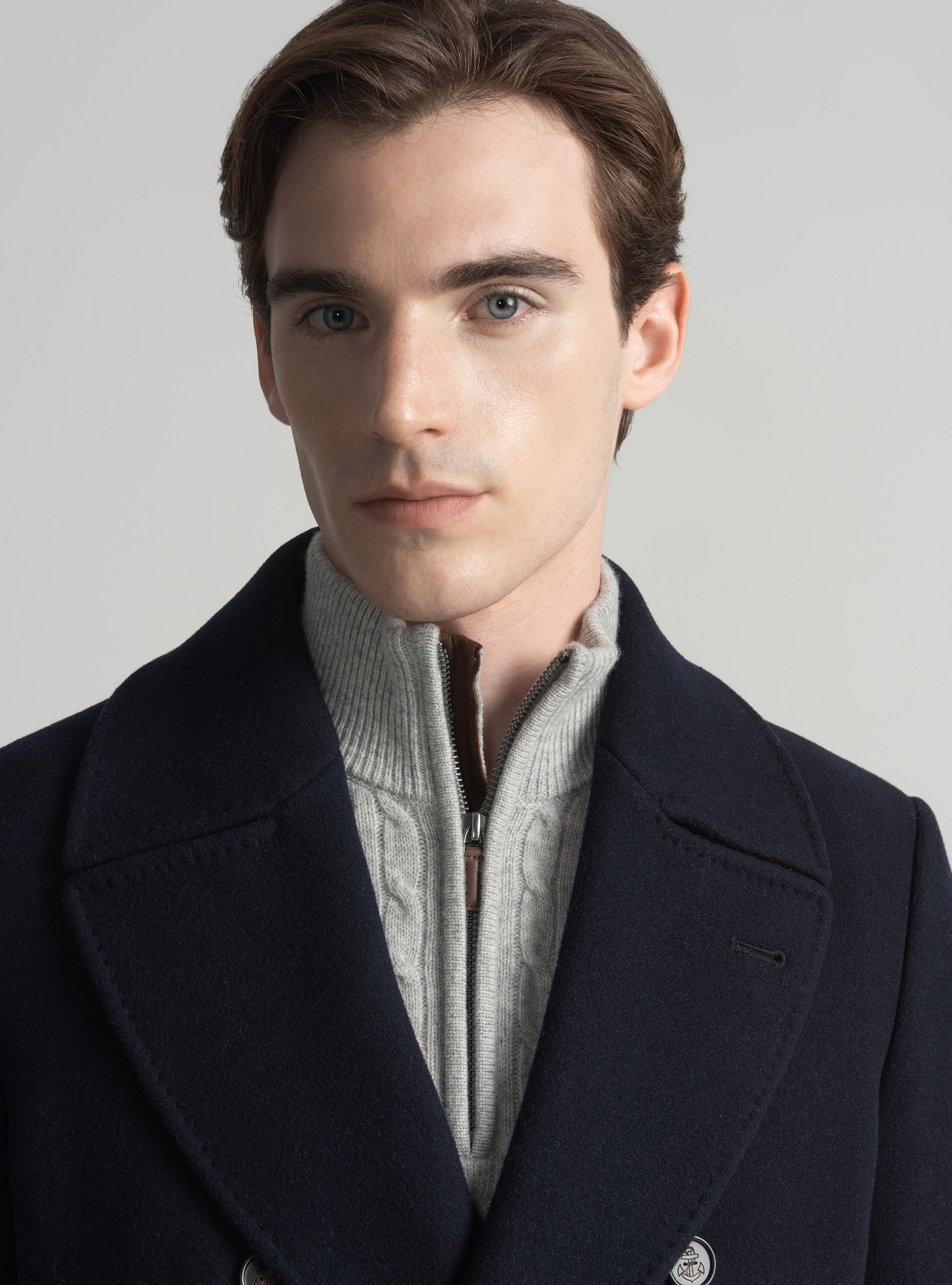 Peacoat in misto lana, BLU NAVY