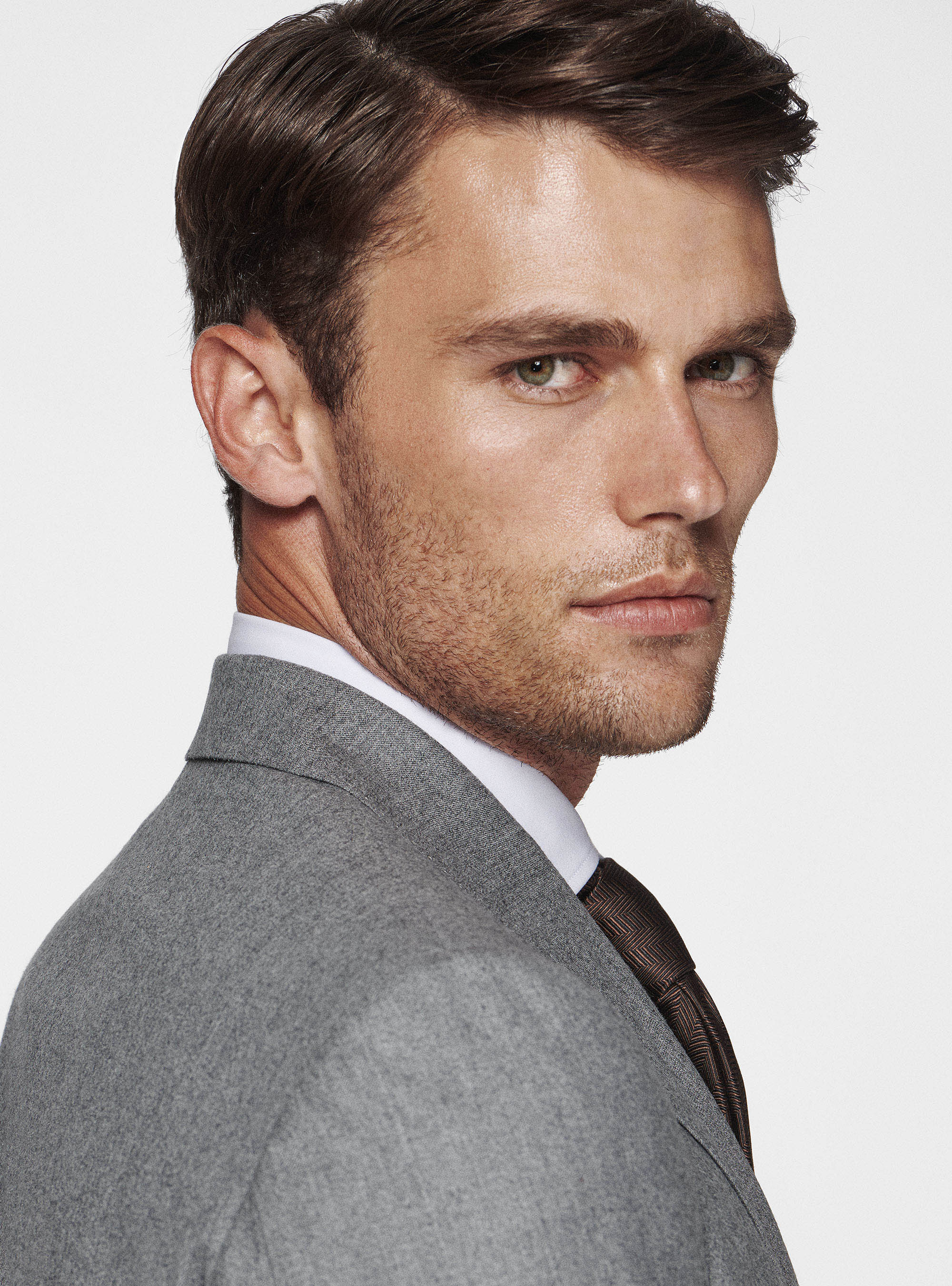 Flannel lance-breasted blazer, LIGHT GREY MELANGE