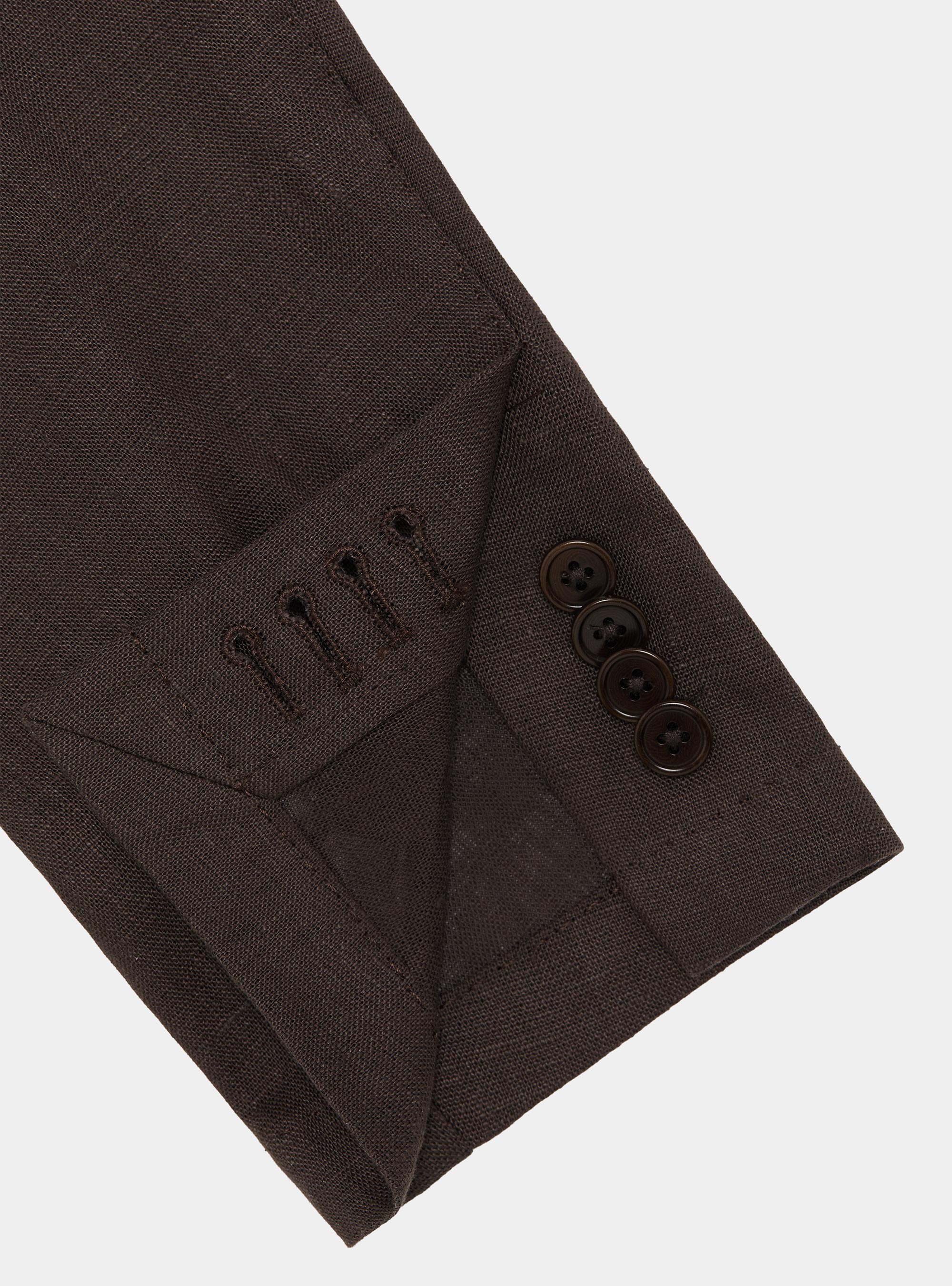 Korean blazer in pure linen, BROWN