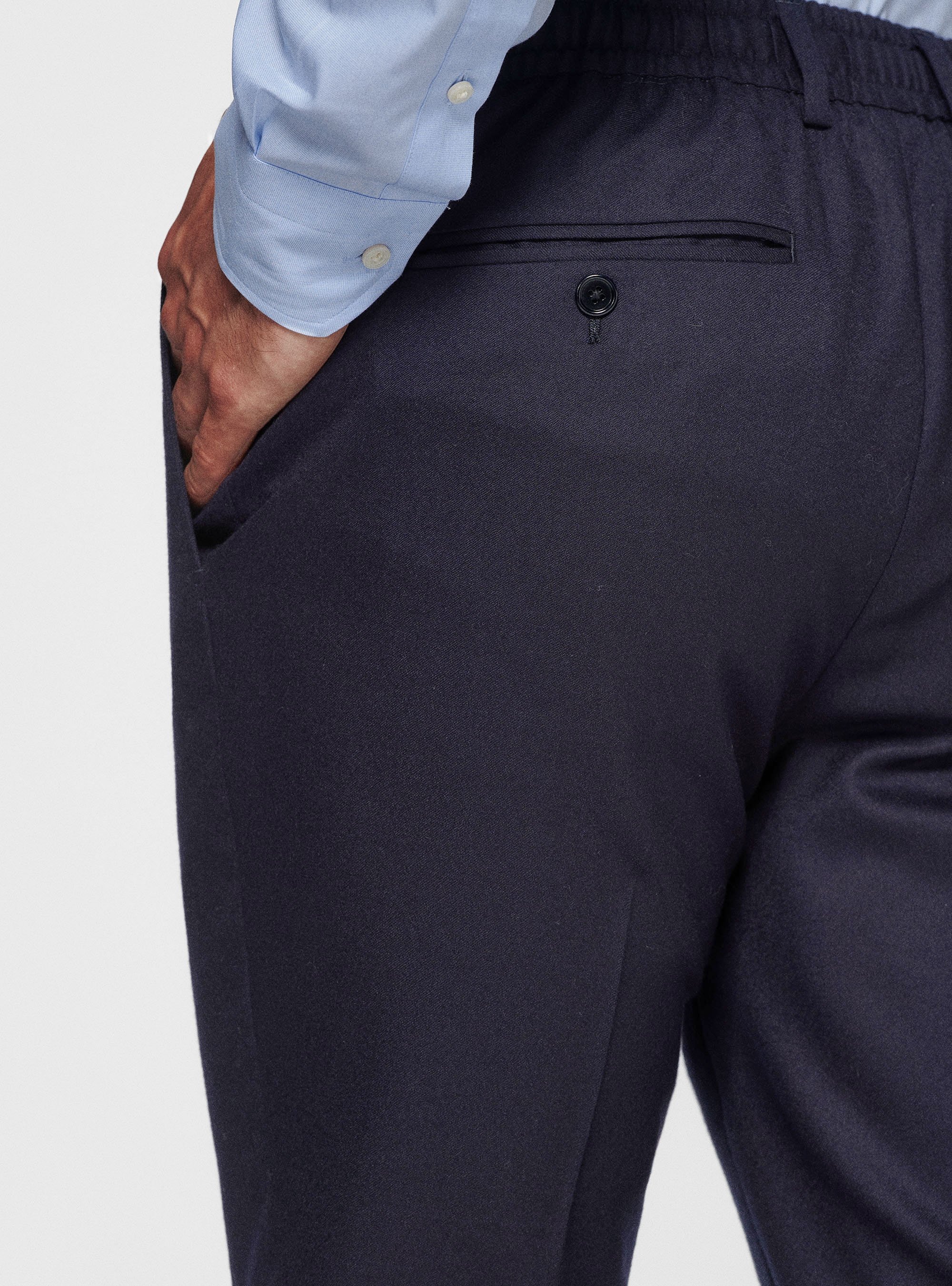 Pantaloni con coulisse in flanella Vitale Barberis Canonico, BLU NAVY