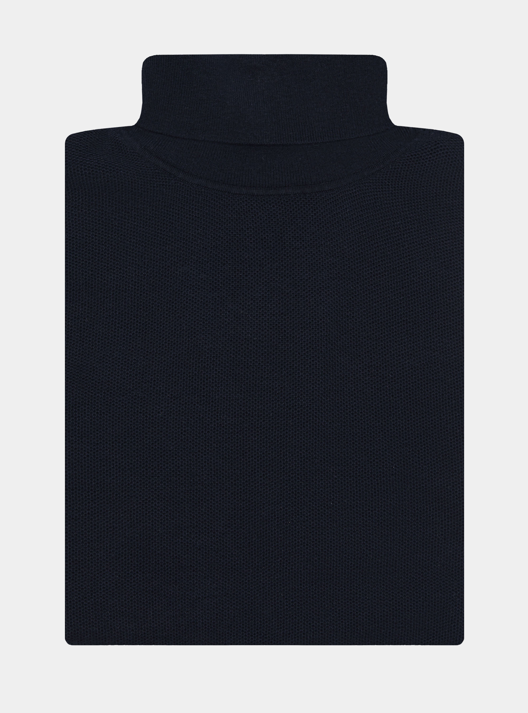 Cotton cashmere honeycomb turtleneck, NAVY BLUE