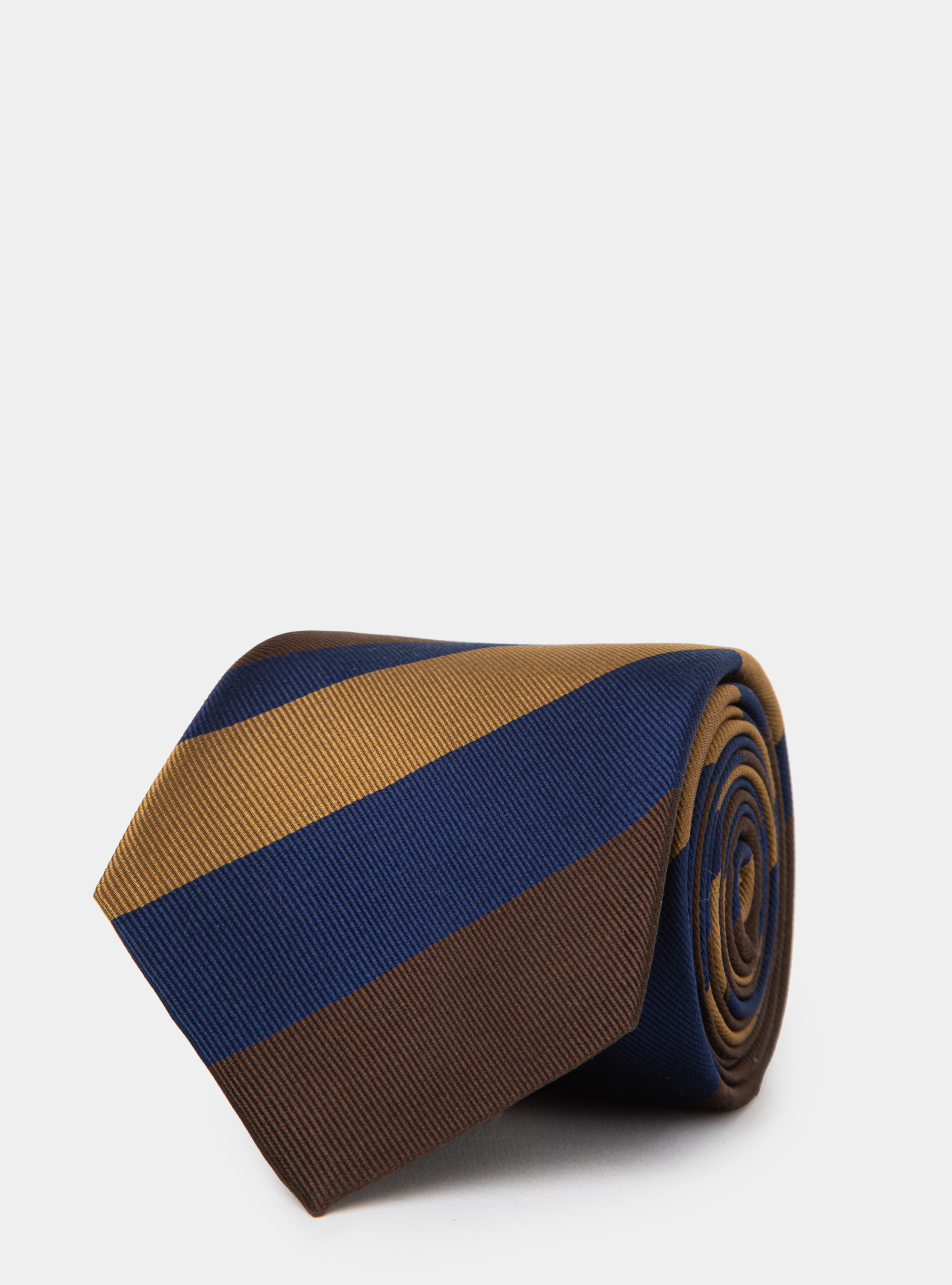 Cravatta in seta rigata, MARRONE