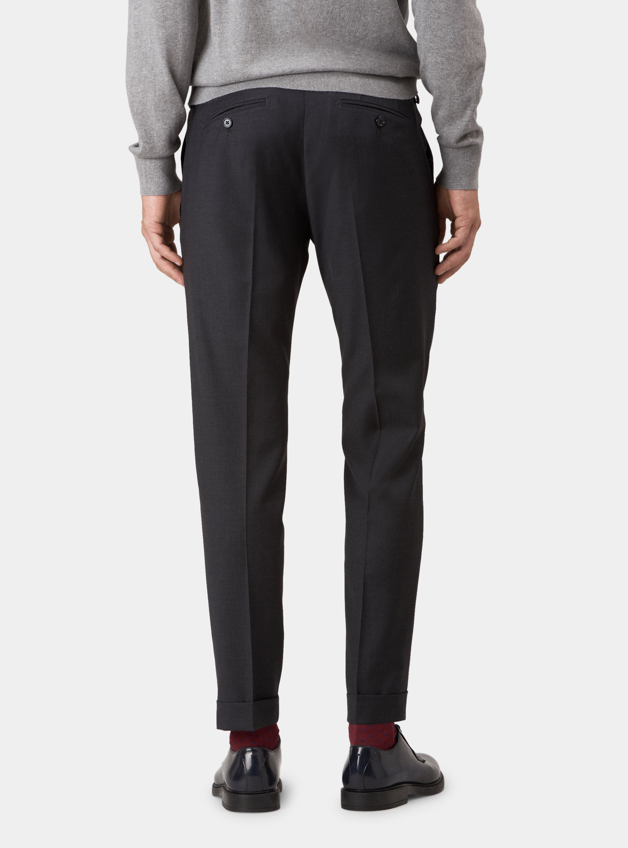 Pantaloni per abito drop 4 in fresco lana, ASFALTO