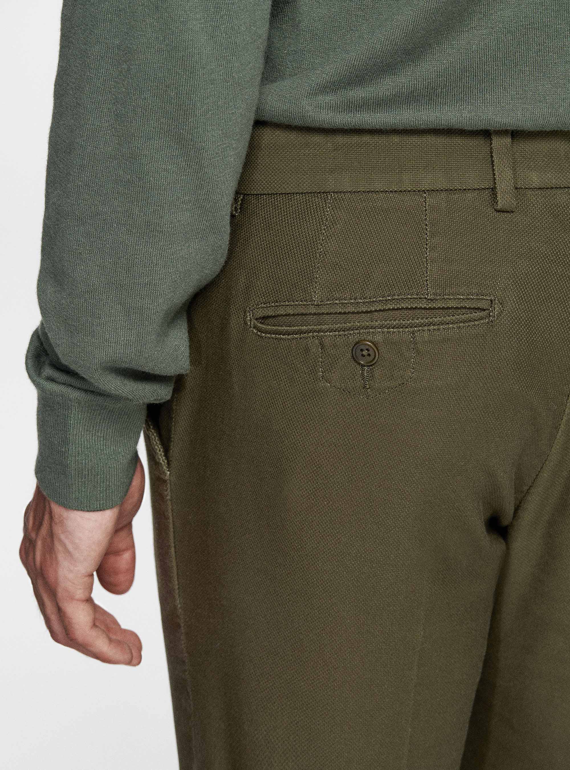 Pantaloni chino slim fit in cotone armaturato, MILITARE 0609C