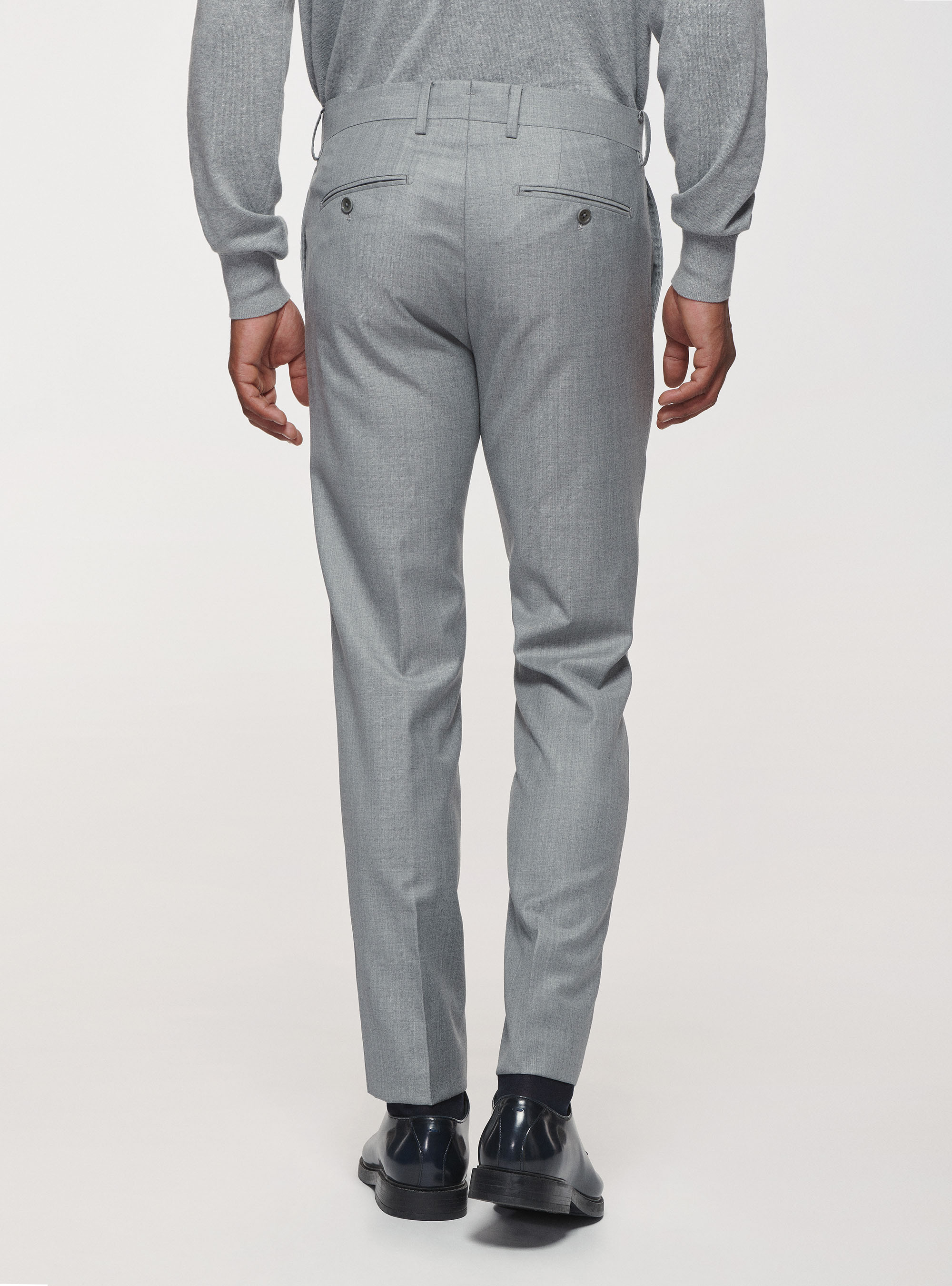 Pantaloni in pura lana superfine 110's, GRIGIO CHIARO MELANGE