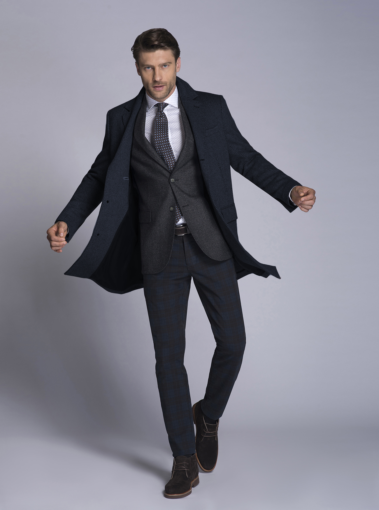 Single breasted wool coat, NAVY BLUE