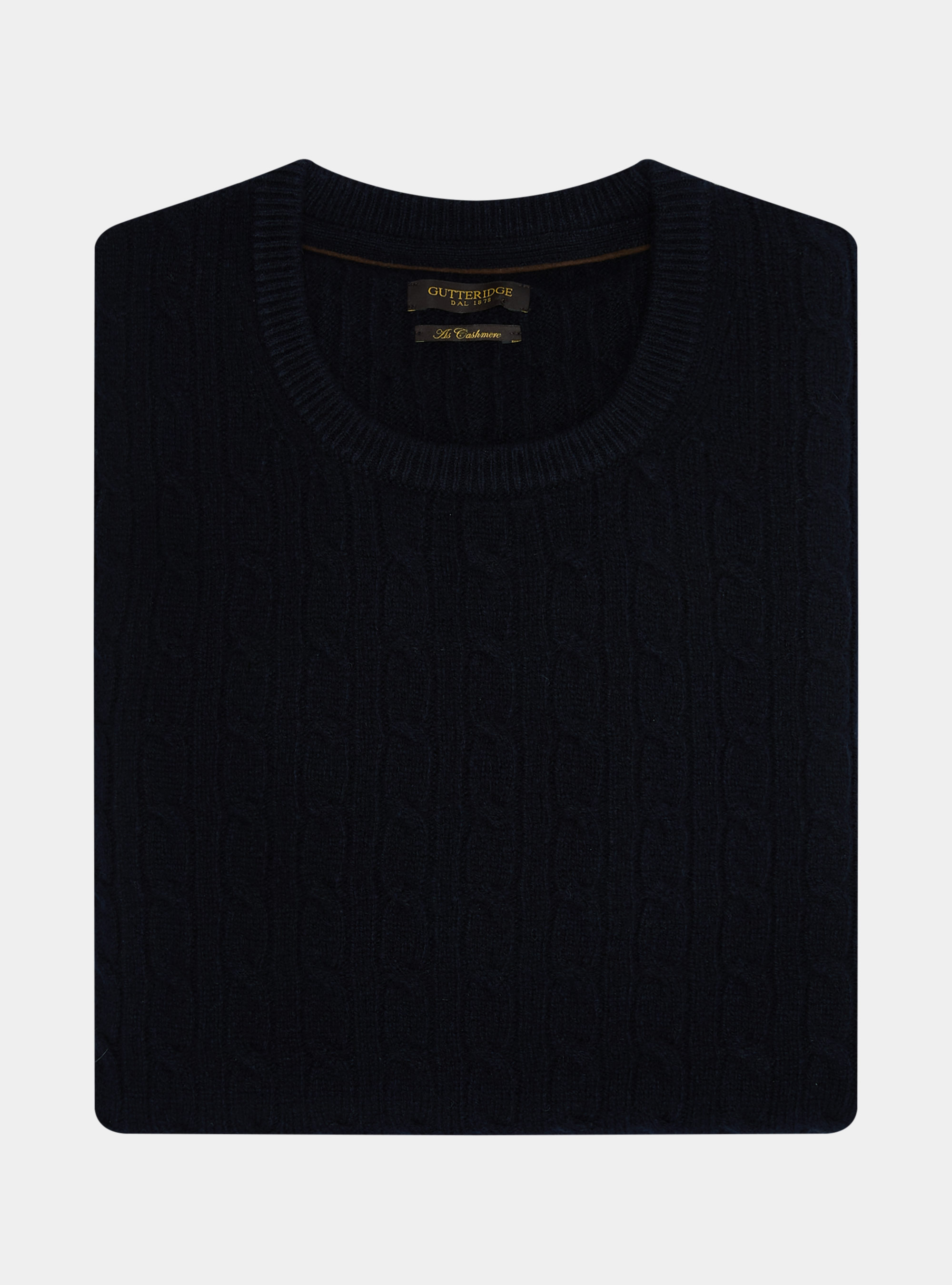 Pullover mit Rundhalsausschnitt aus Kaschmirwolle und Borte, NAVY 0218C