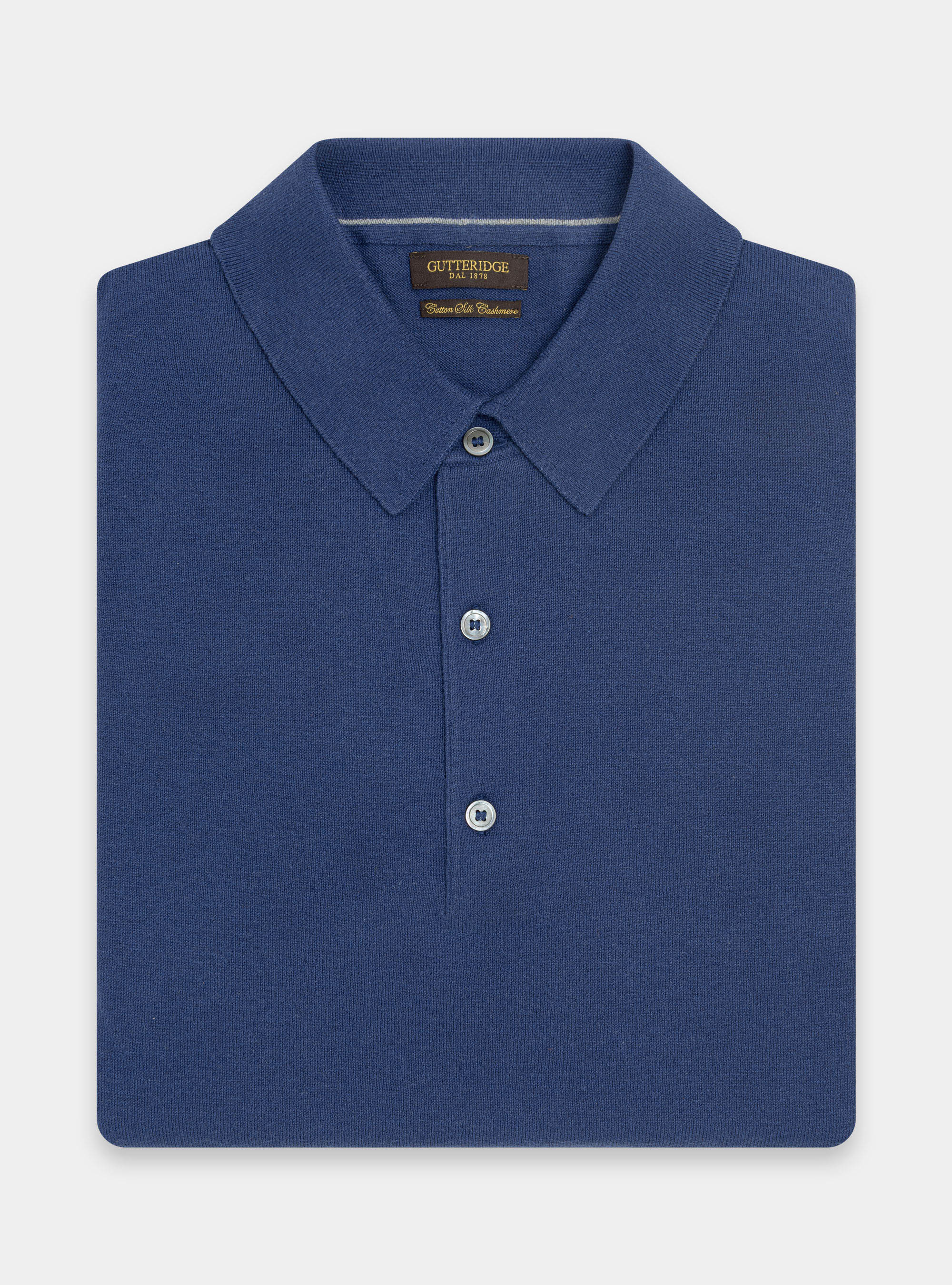 Cotton silk and cashmere polo shirt, INK