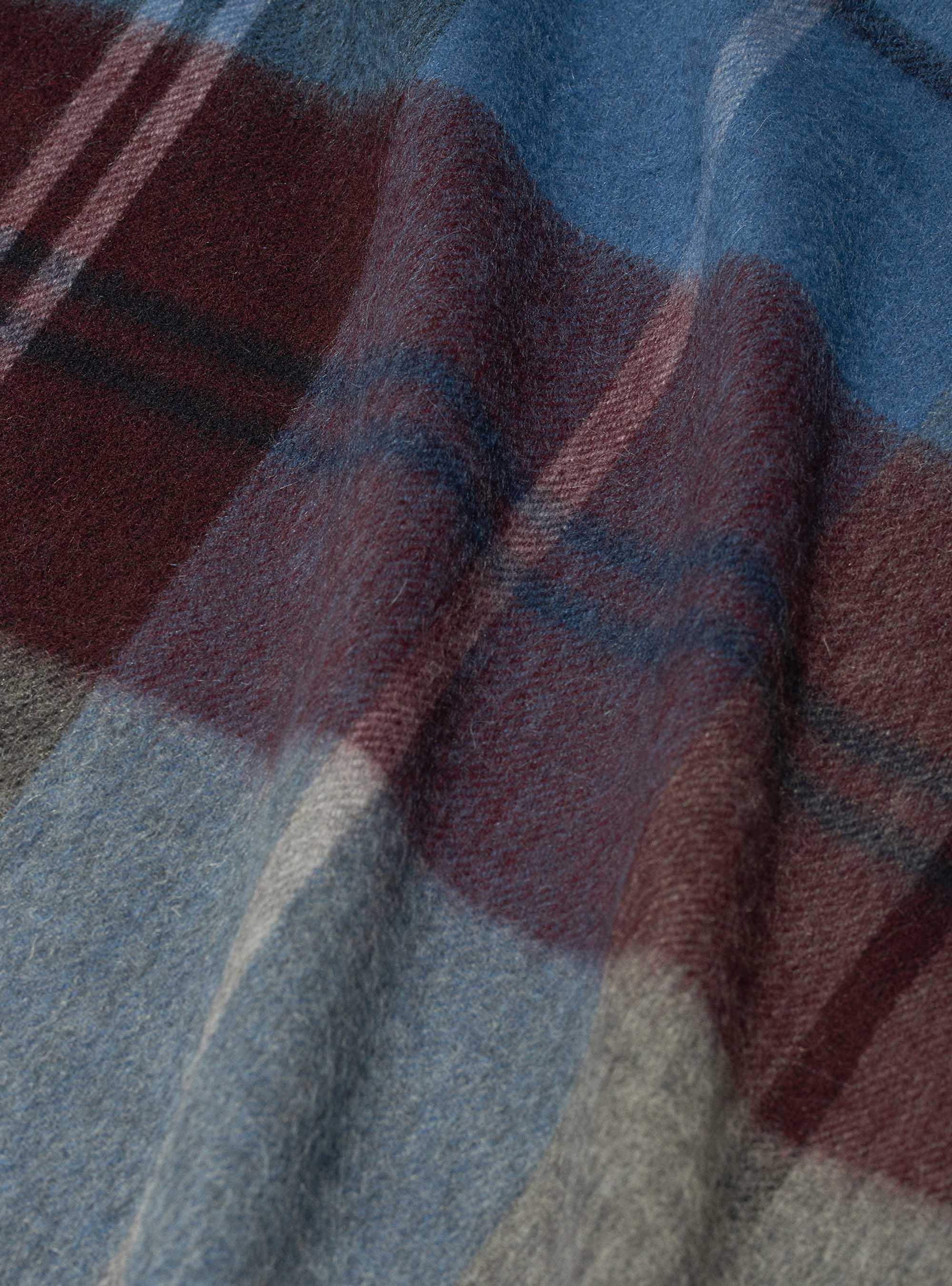 Sciarpa a quadri in lana e cashmere, BLU NAVY