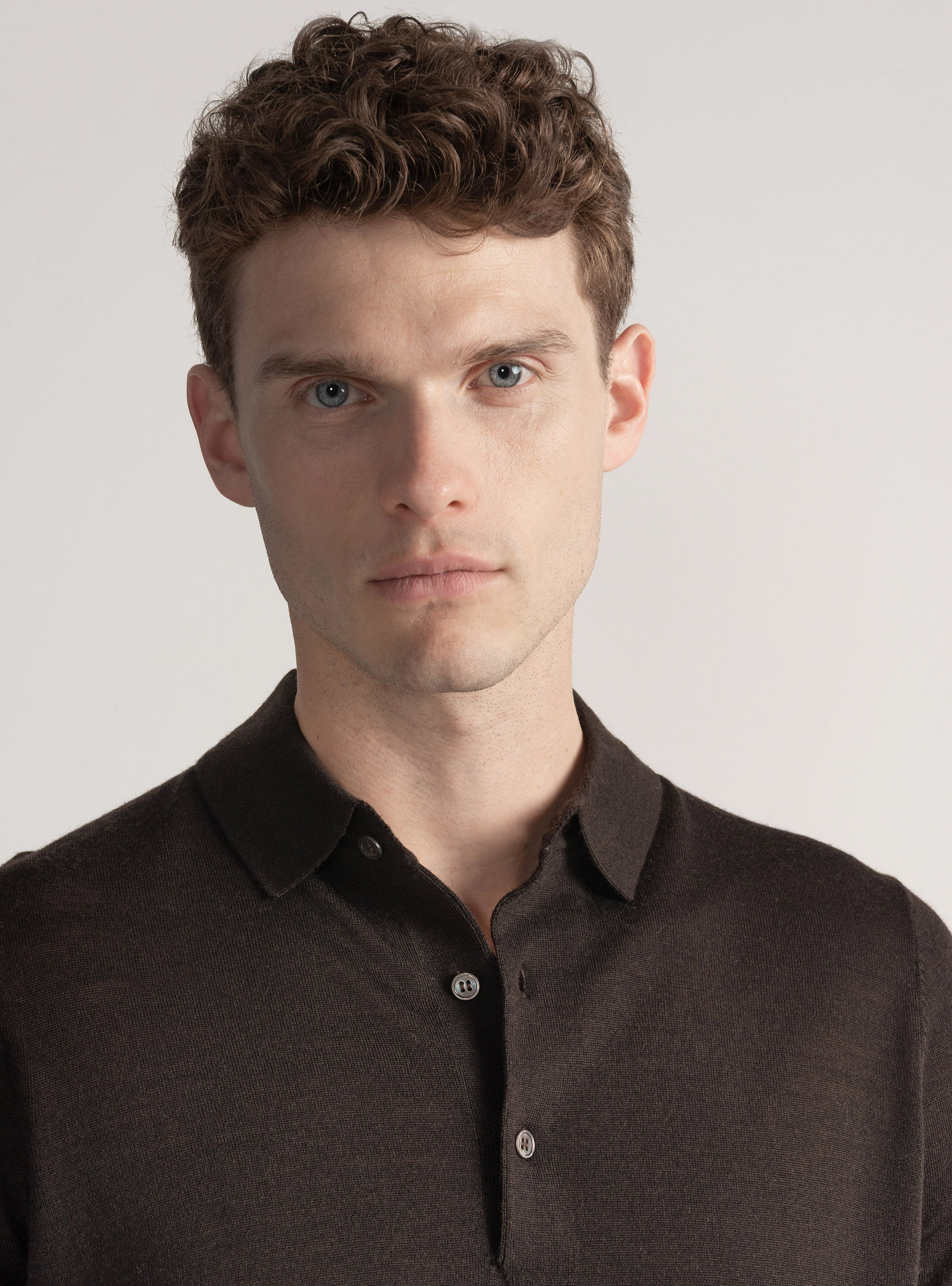 Polo de lana merina extrafina, MARRON