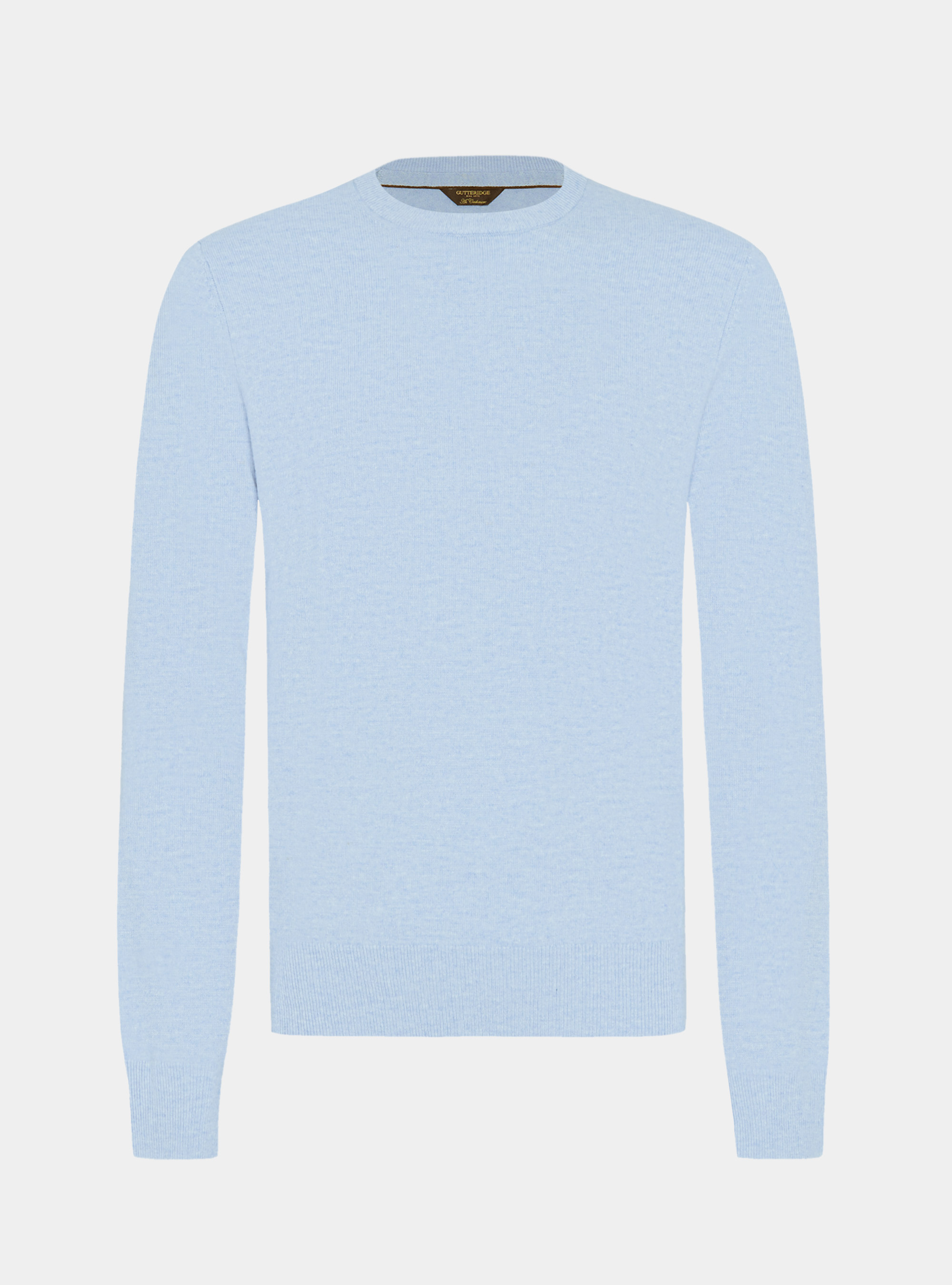 Trikot mit Rundhalsausschnitt aus Lambswool und Kaschmir, AZZURRO POLVERE 0283C