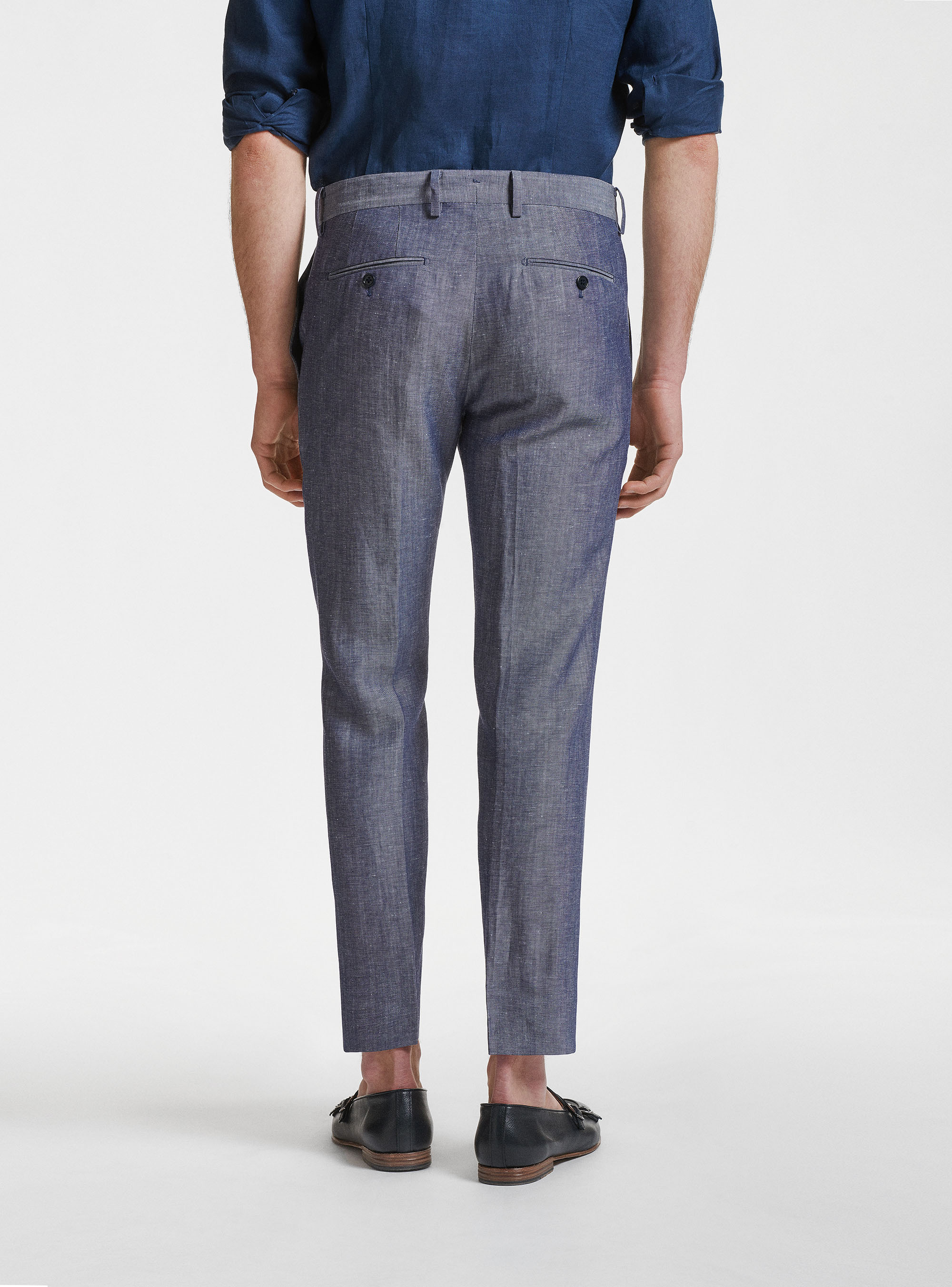 Pantaloni per abito in lana e lino DUEMILAGORI, 0243C DENIM