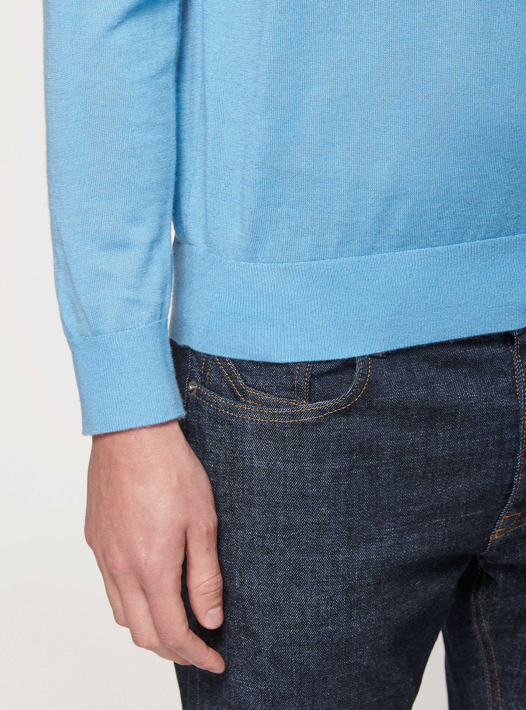 Polo de pura lana merina, CELESTE