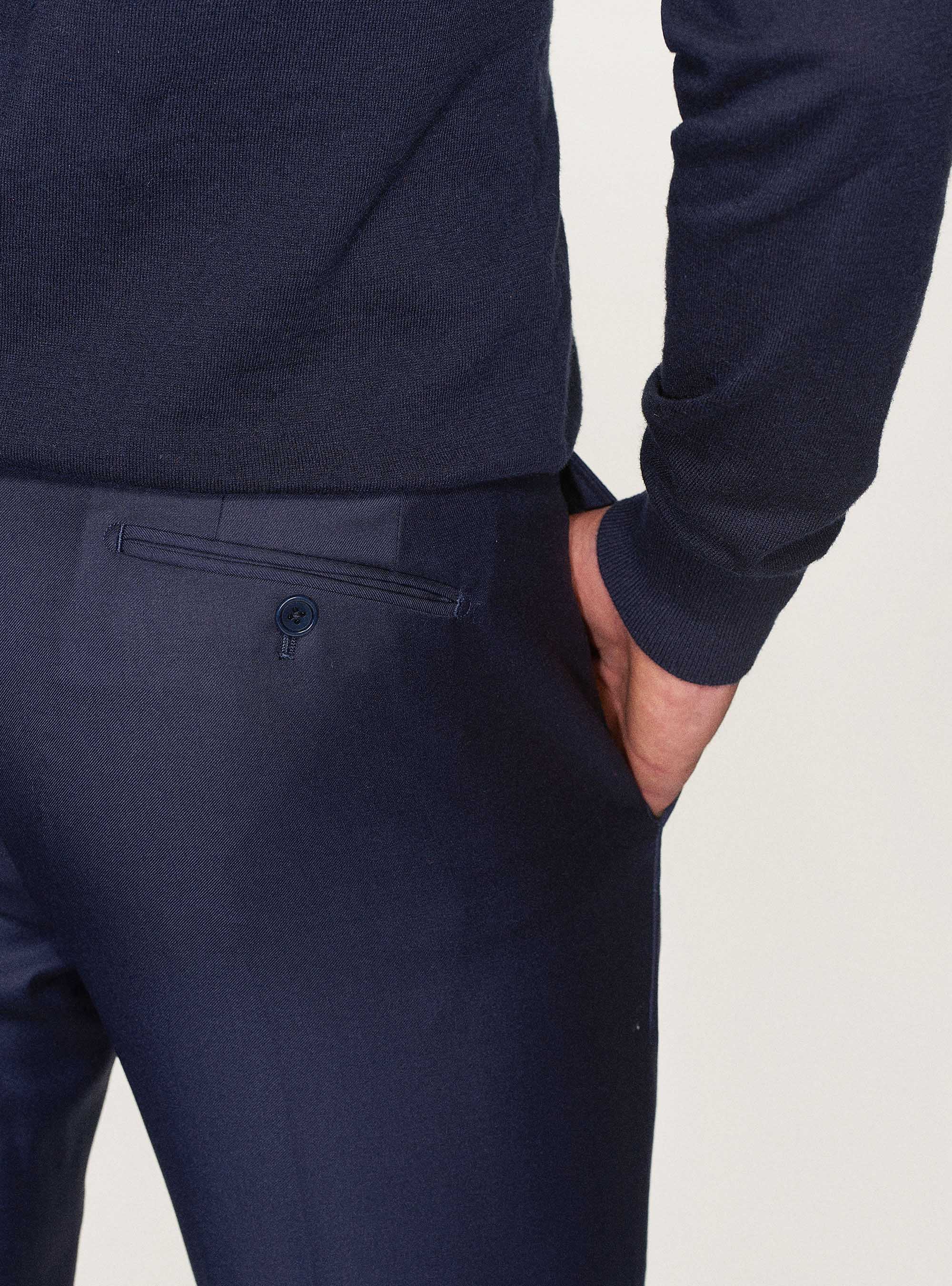 Suit trousers in pure superfine wool 110's Vitale Barberis Canonico, NAVY BLUE