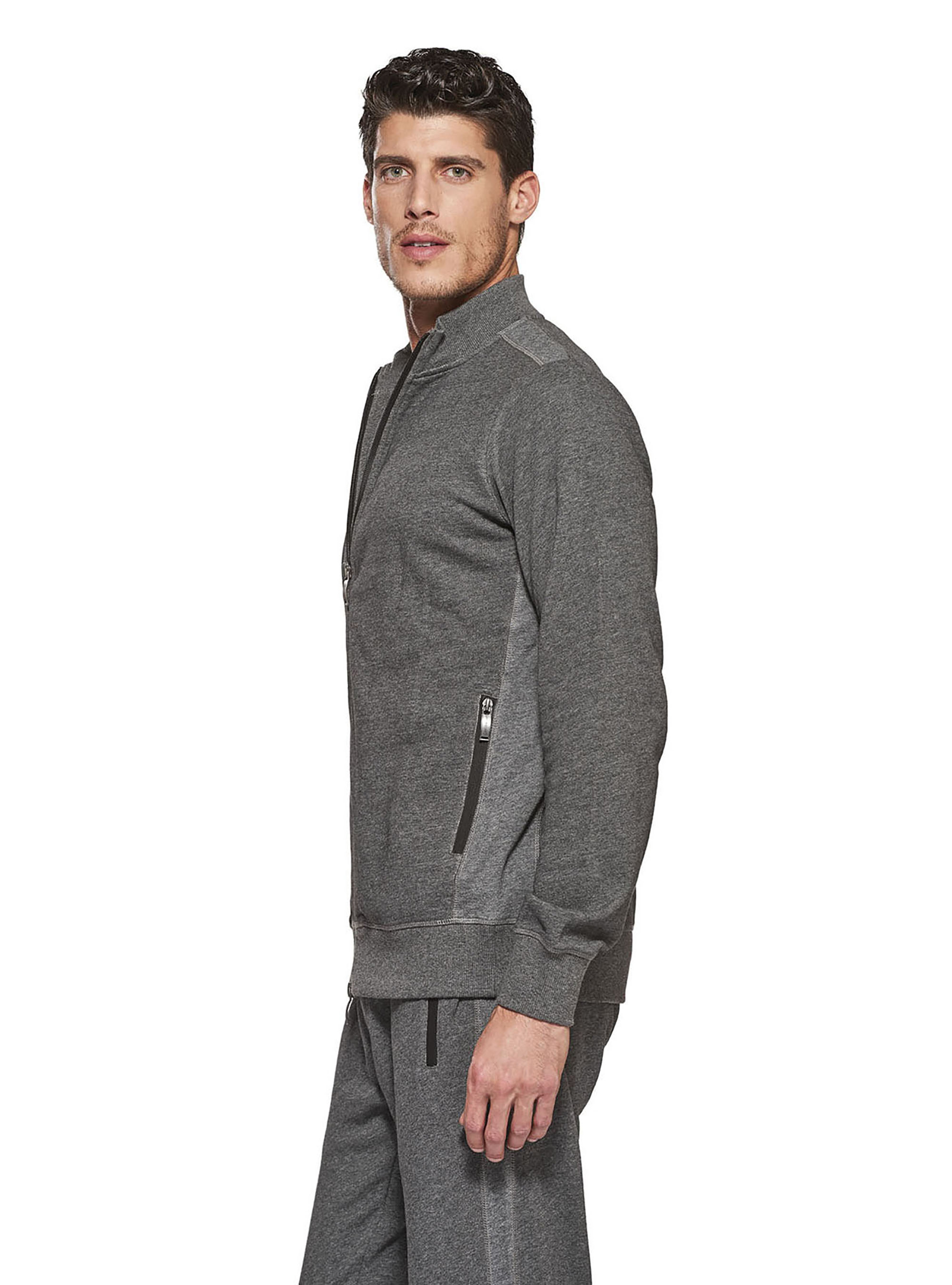 Sudadera de algod&oacute;n 100% con cremalleras selladas al calor, GRIS MARENGO