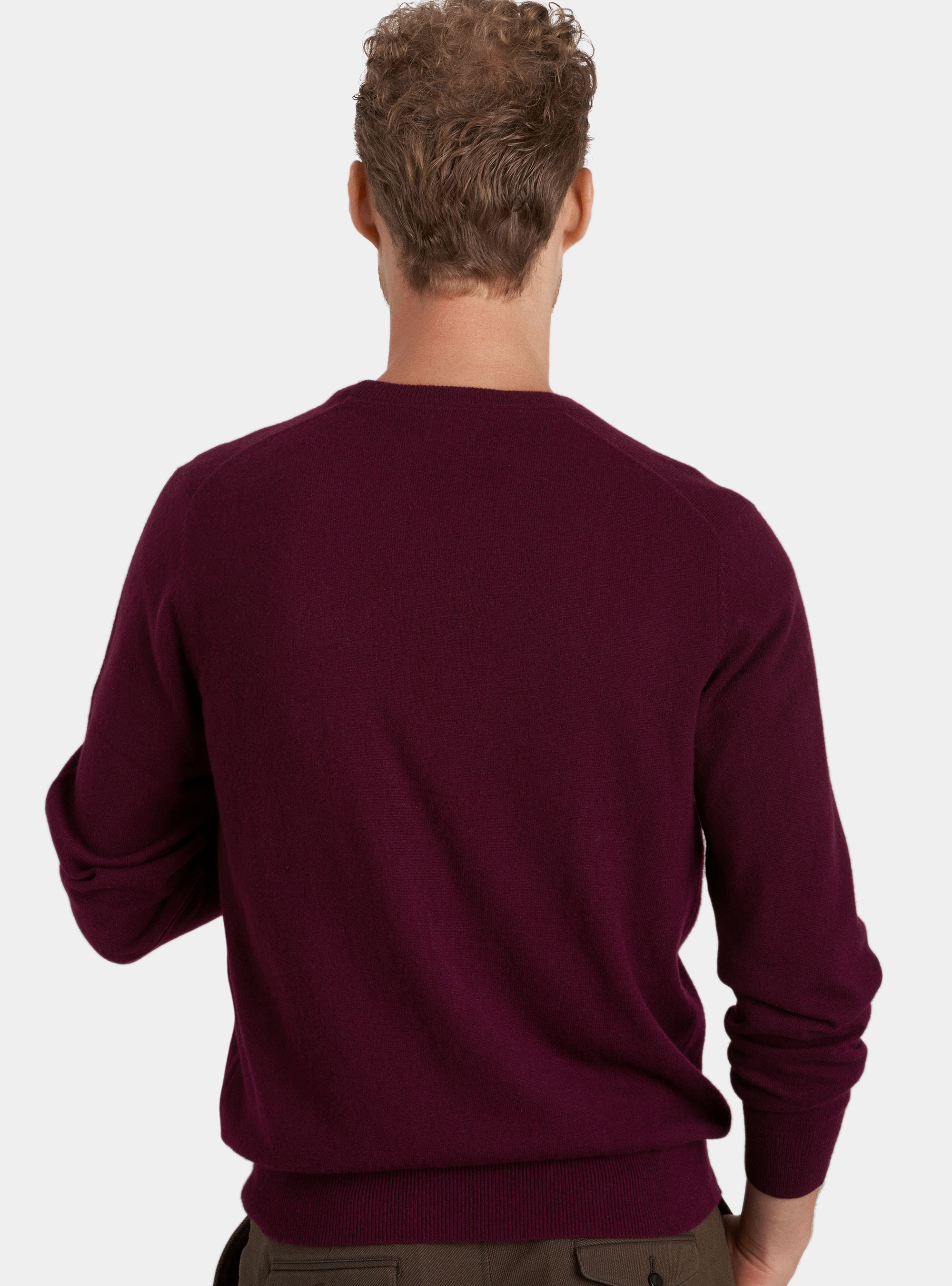 Maglia girocollo 100% cashmere, BORDEAUX