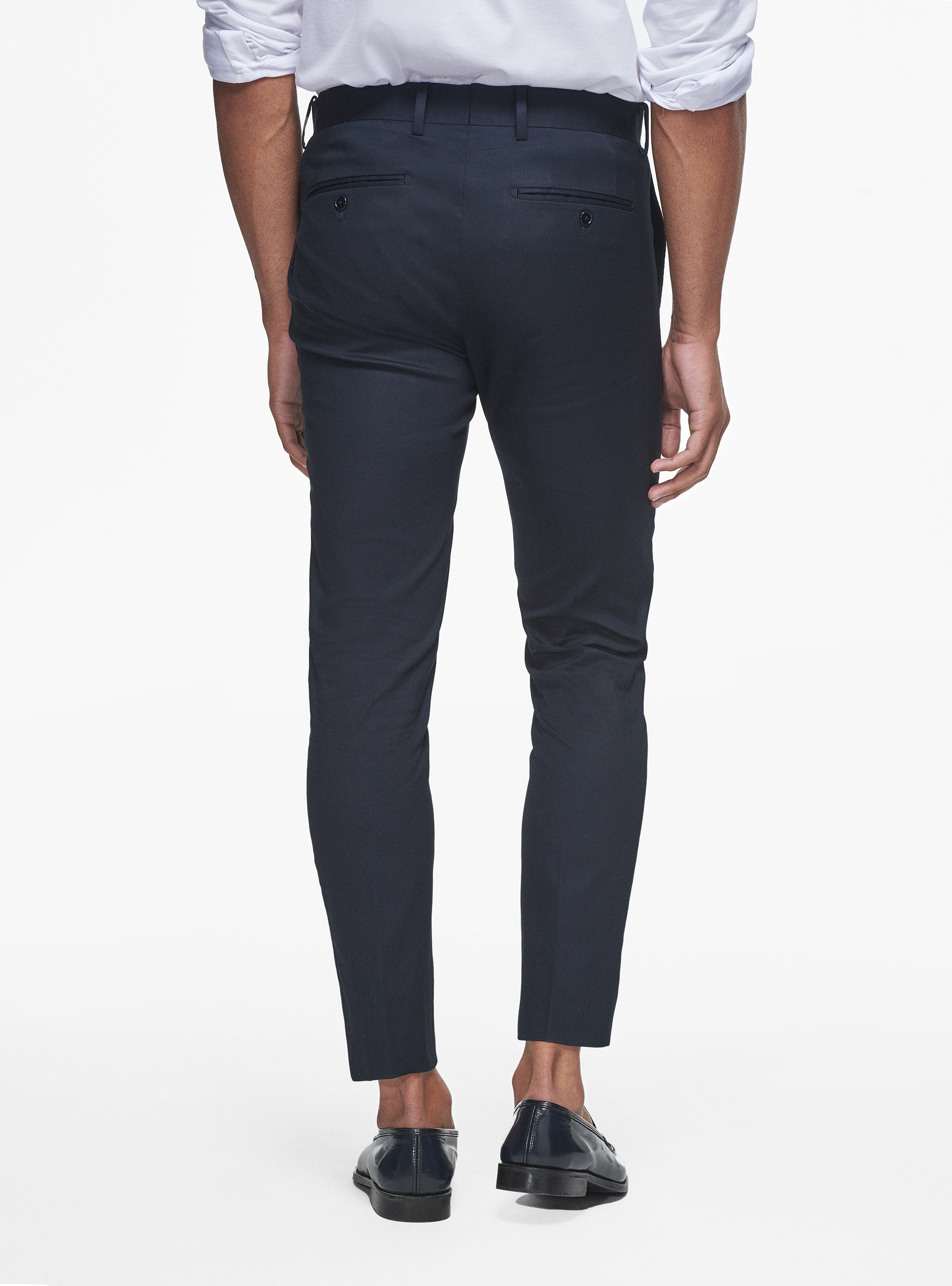 Pantaloni in puro cotone armaturato, BLU NAVY