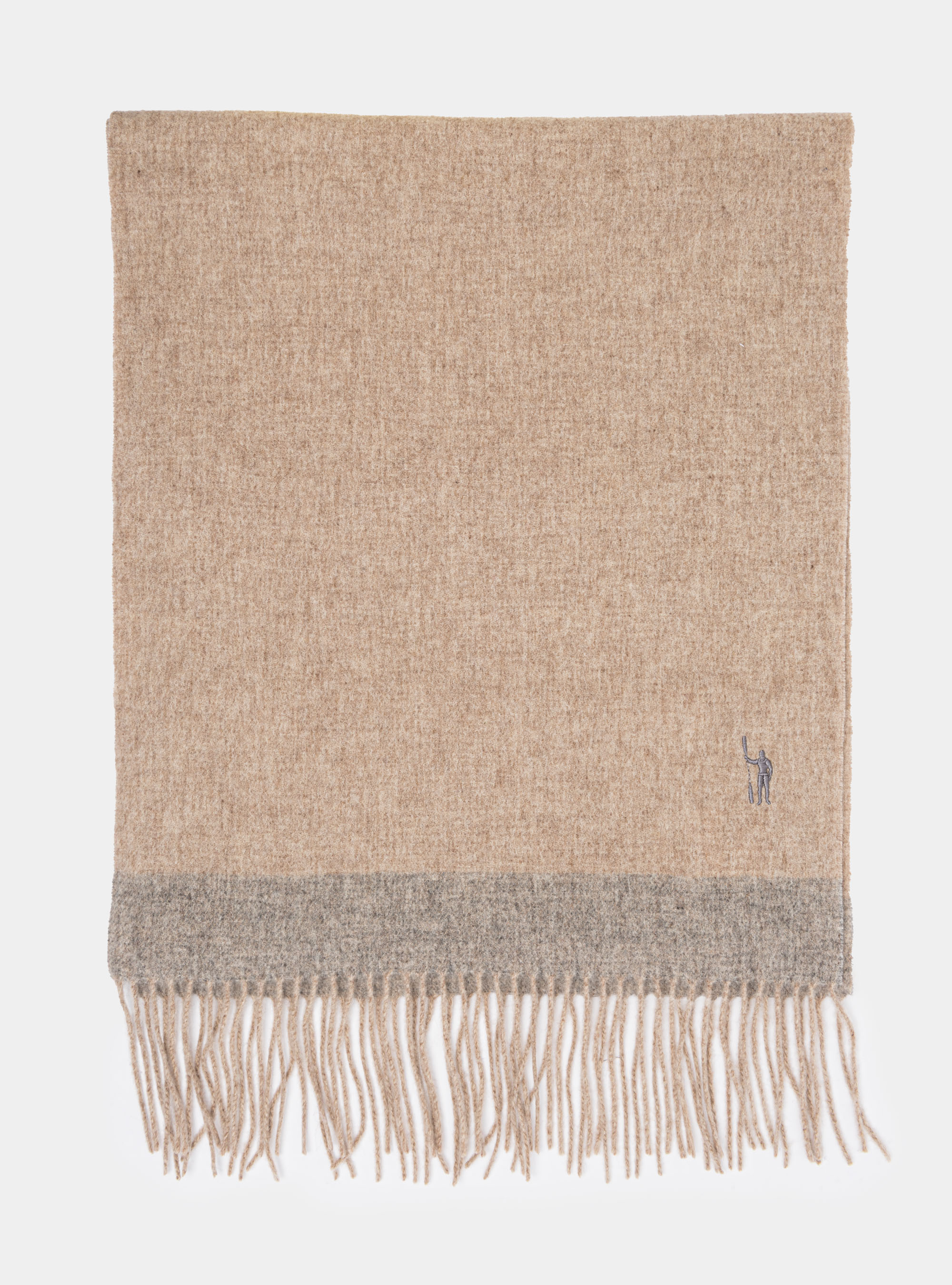 Sciarpa in lana cashmere con bordino a contrasto, PANNA