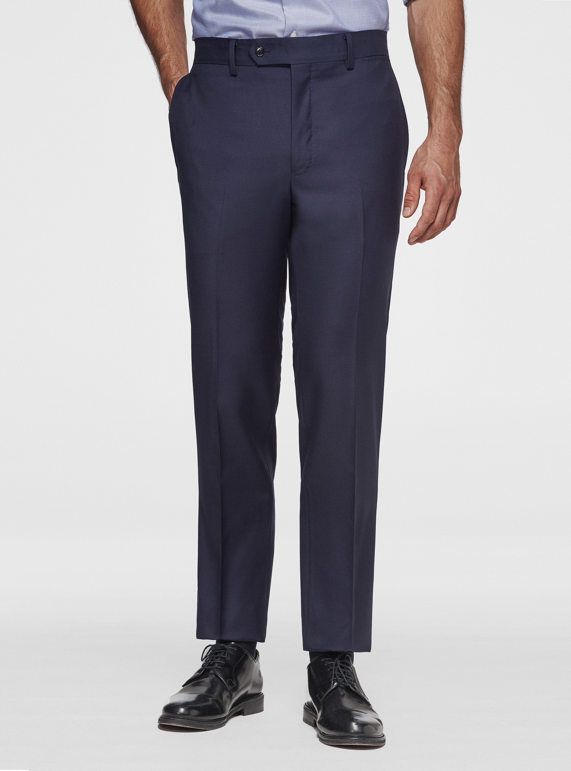 Pantaloni drop 4 in pura lana Vitale Barberis Canonico, BLU NAVY
