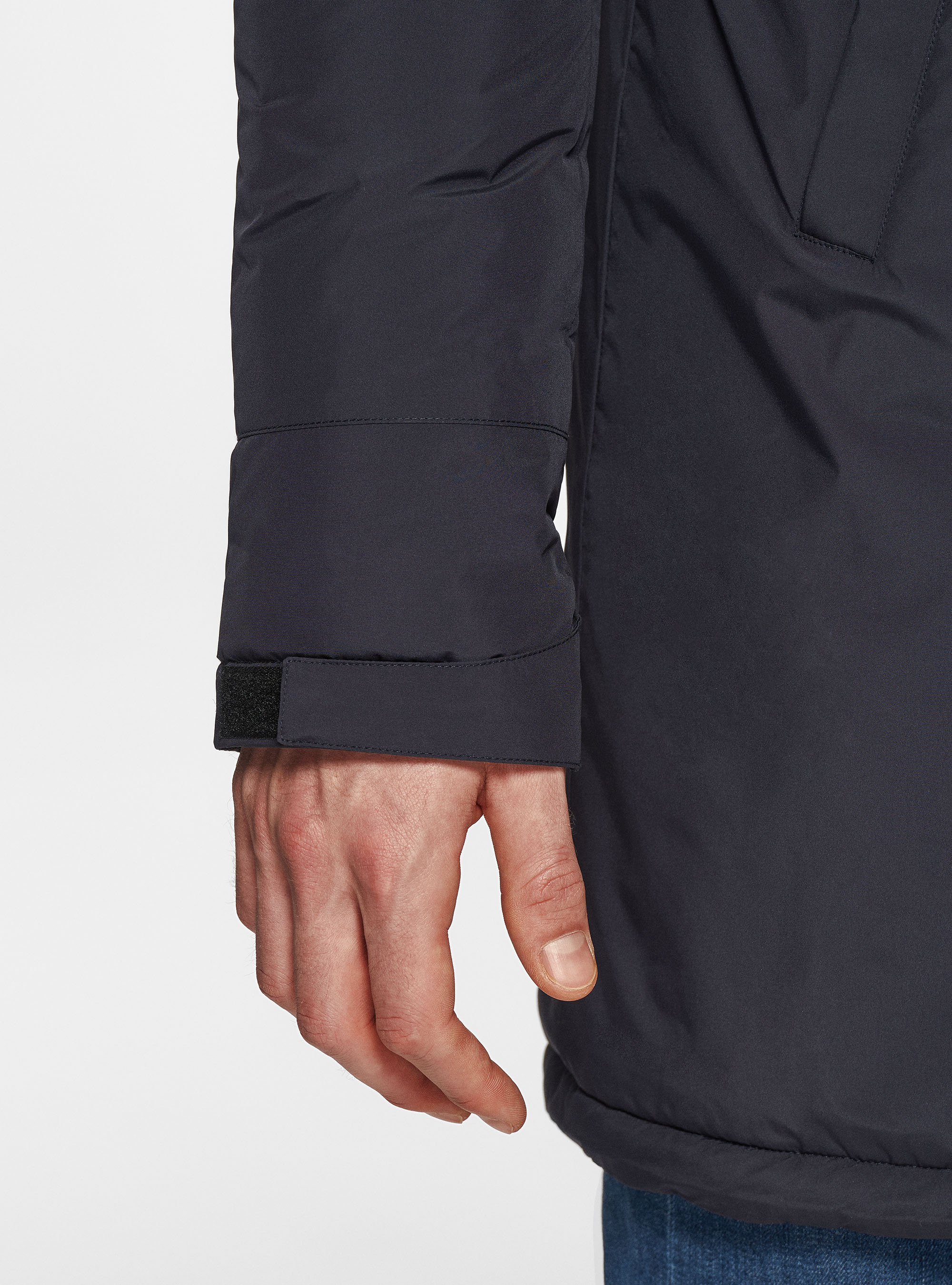 Parka tecnico con pelliccia sintetica, BLU NAVY