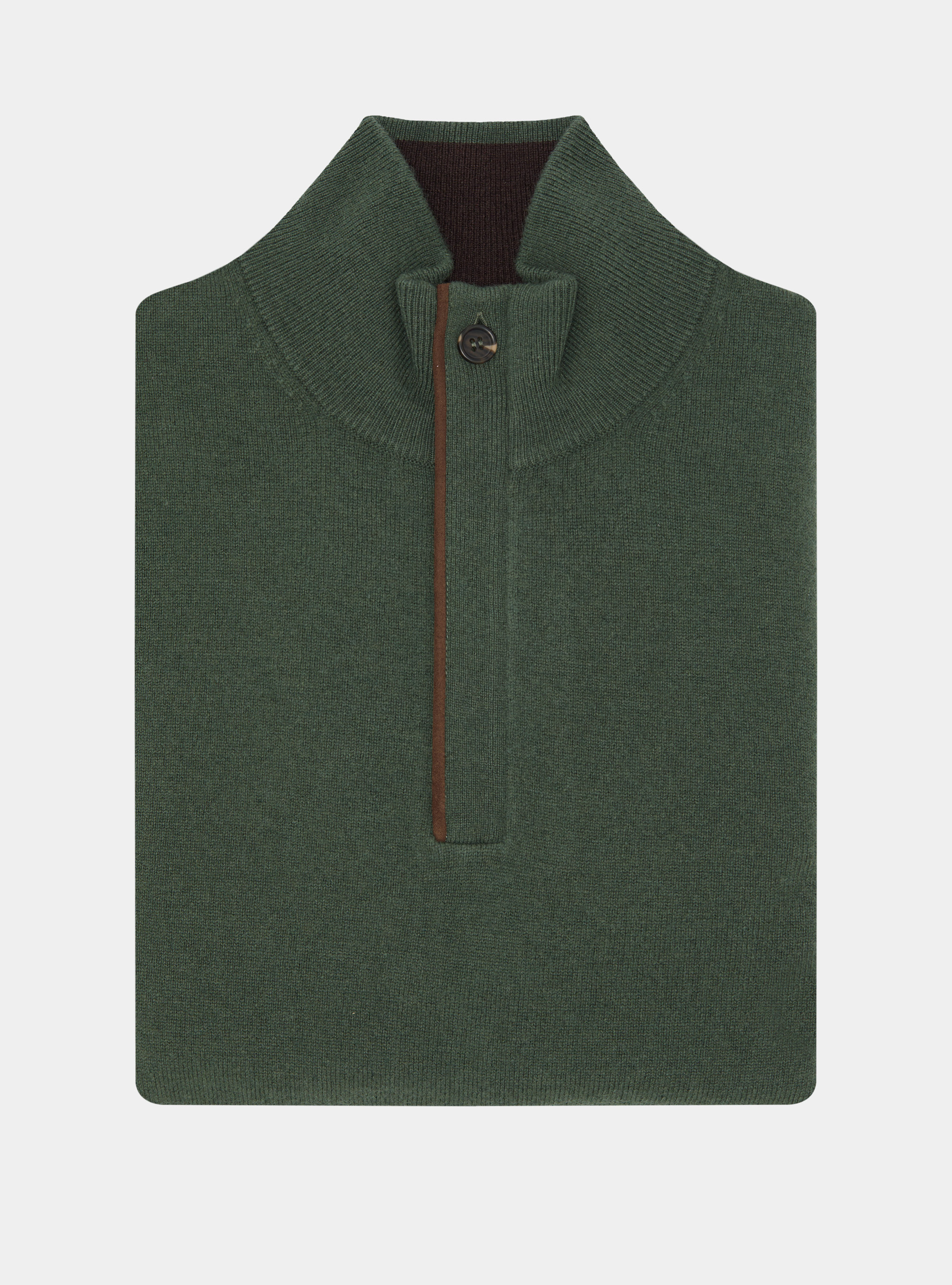Maglia mezza zip in lana lambswool e cashmere, MILITARE 0609C