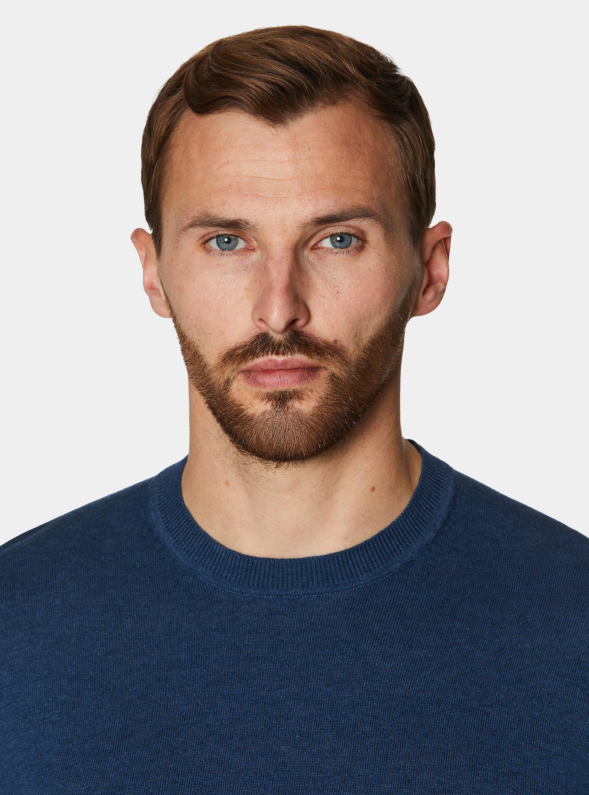 Maglia girocollo in cotone seta e cashmere, INK