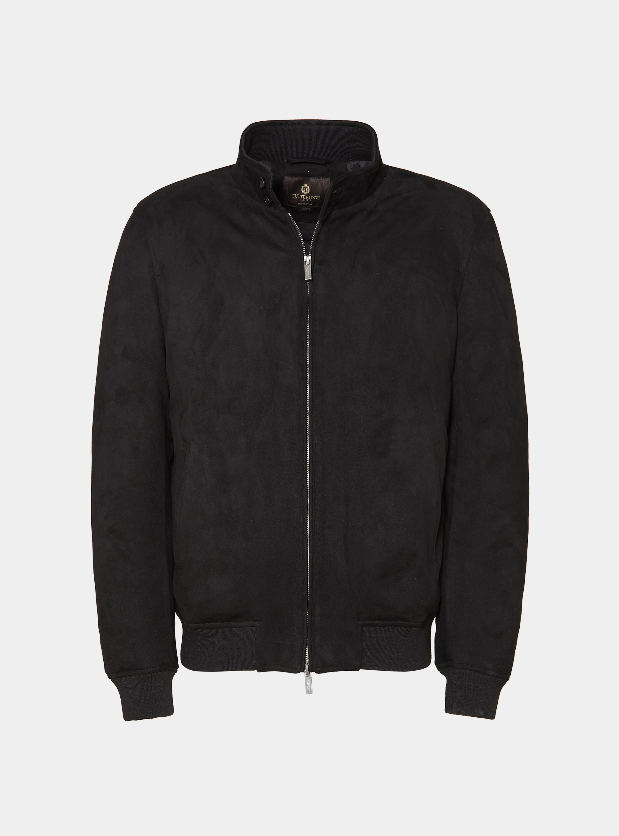 Padded suede-effect bomber jacket, BLACK