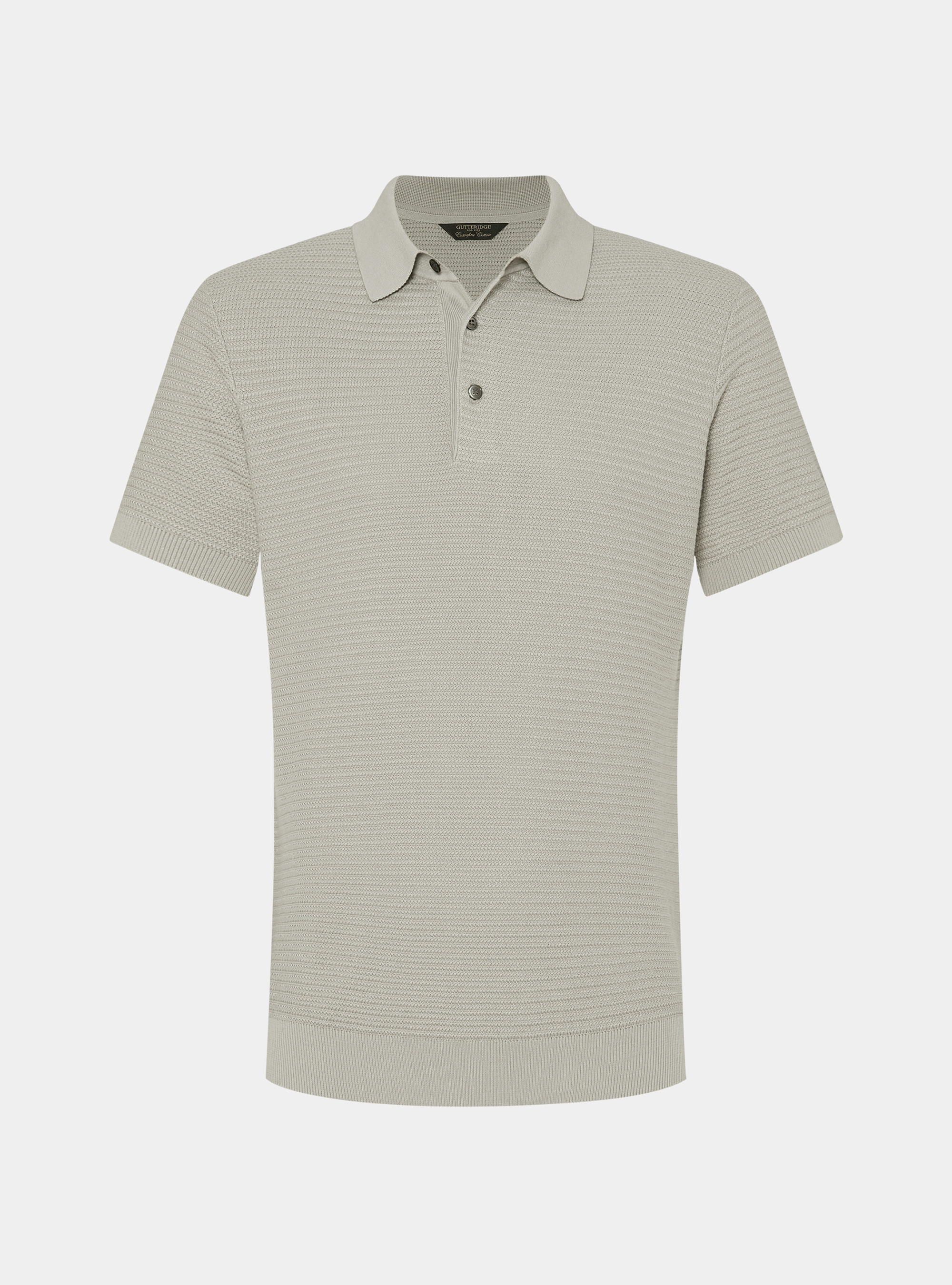 Textured cotton knit polo shirt, SAND