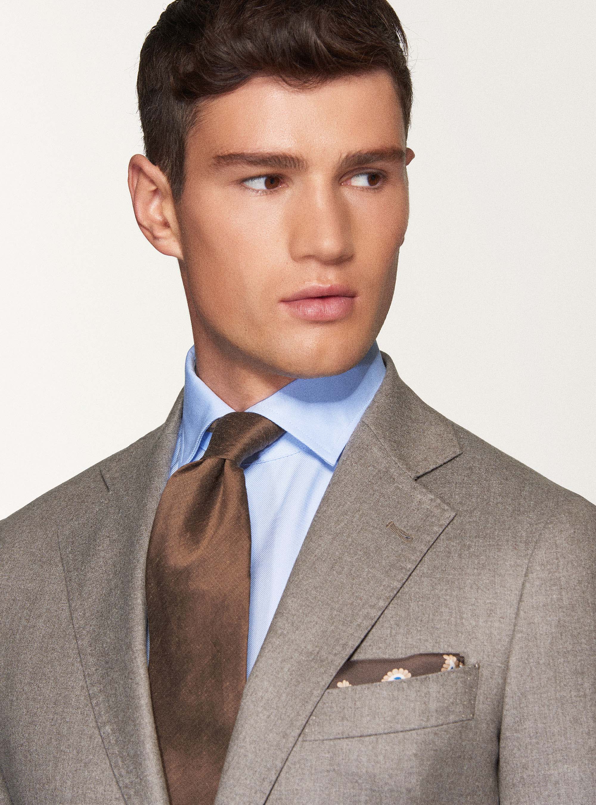 Giacca per abito in flanella di lana superfine 120's Vitale Barberis Canonico, SABBIA