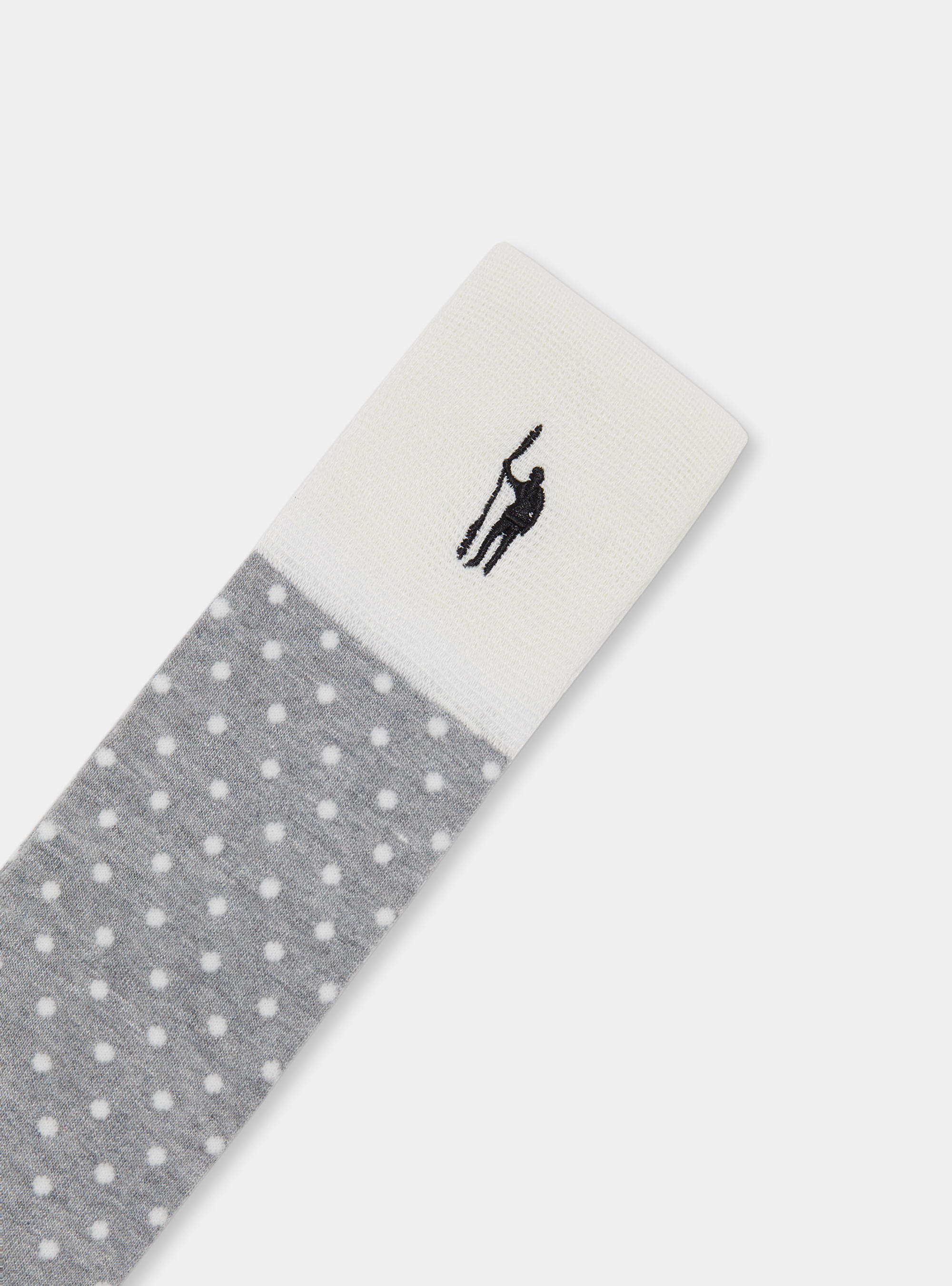 Polka dot and striped long socks with embroidery, GRIGIO MELANGE 0151C