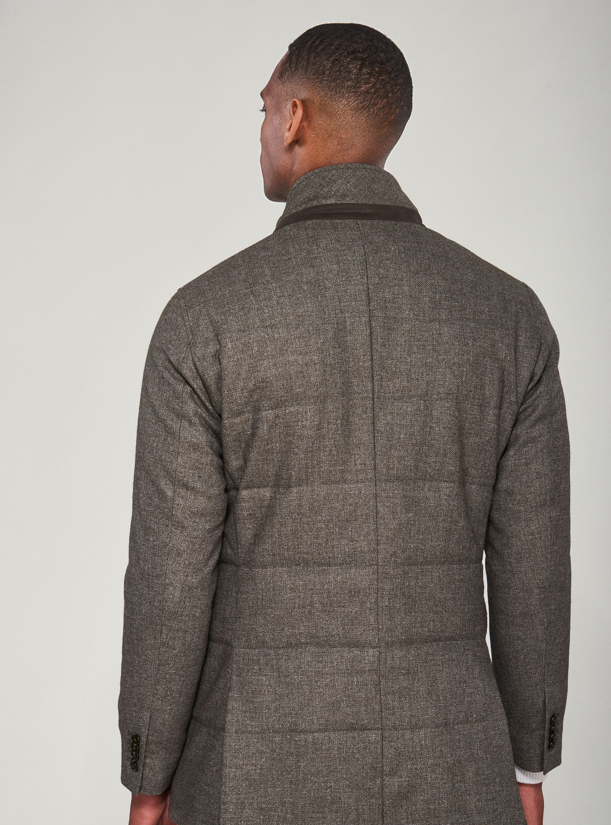 Giubbino in flanella imbottito con pettorina, OLIVA