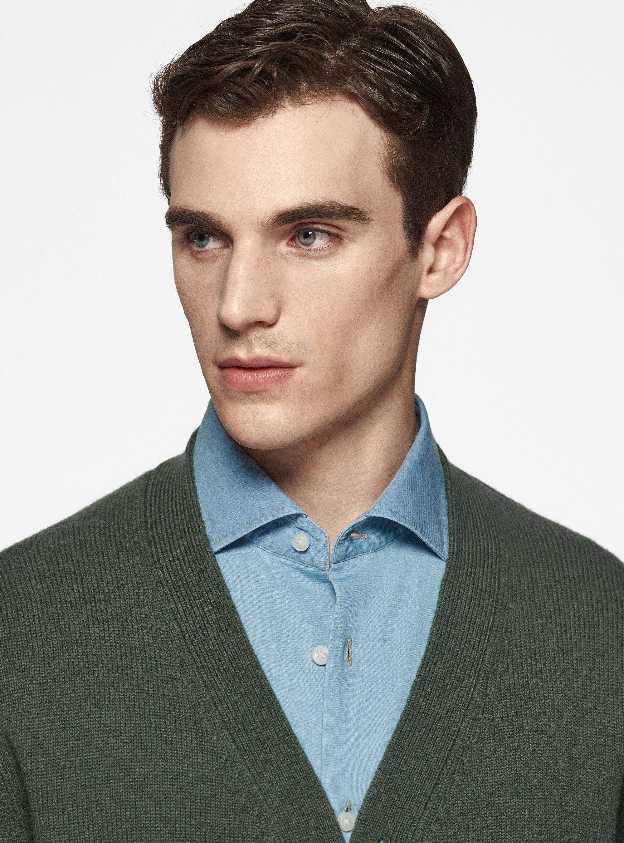 Cardigan in maglia in lambswool, MILITARE 0609C