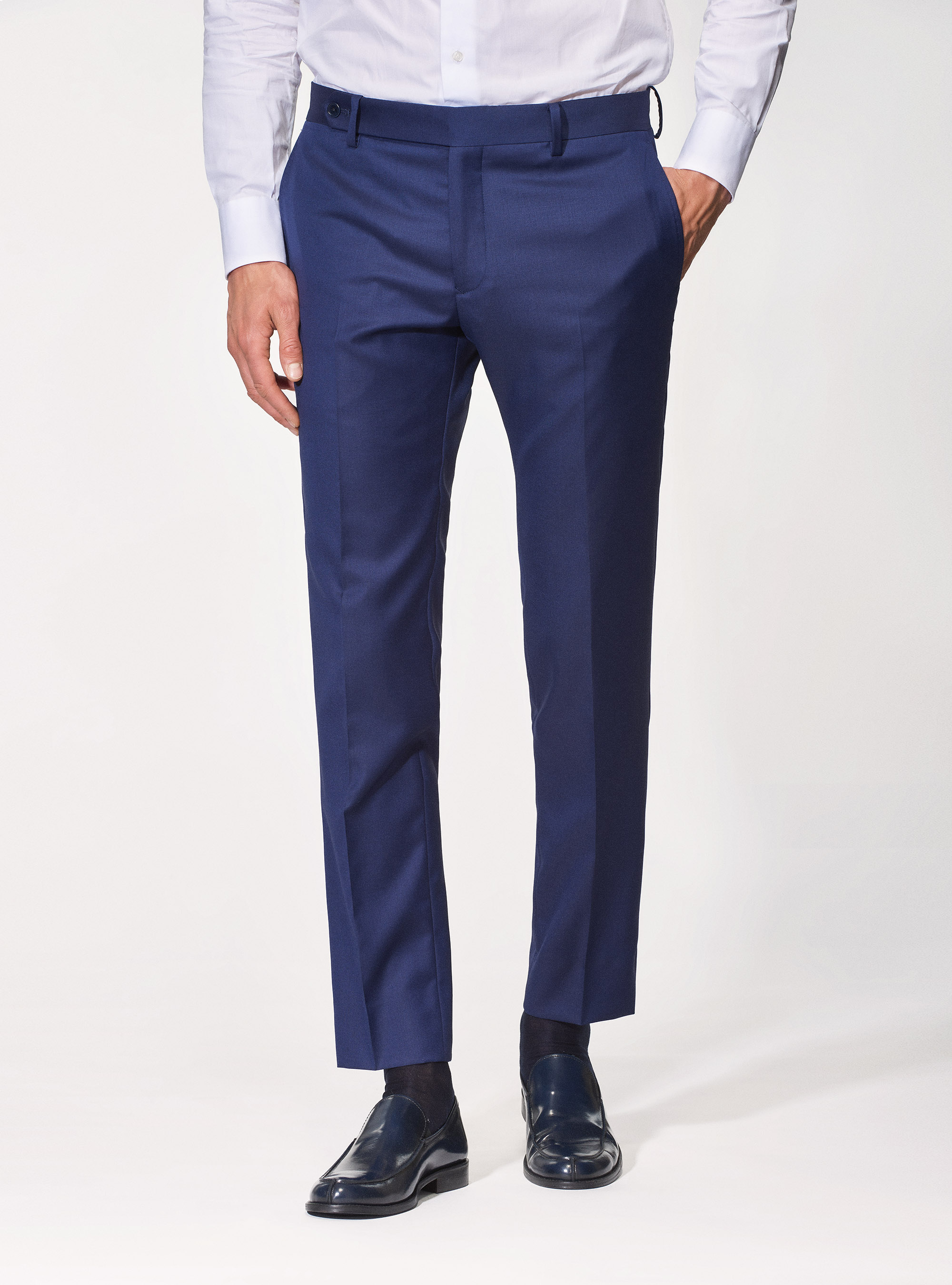 Pantaloni per abito in pura lana superfine 110's Vitale Barberis Canonico, BASALTO