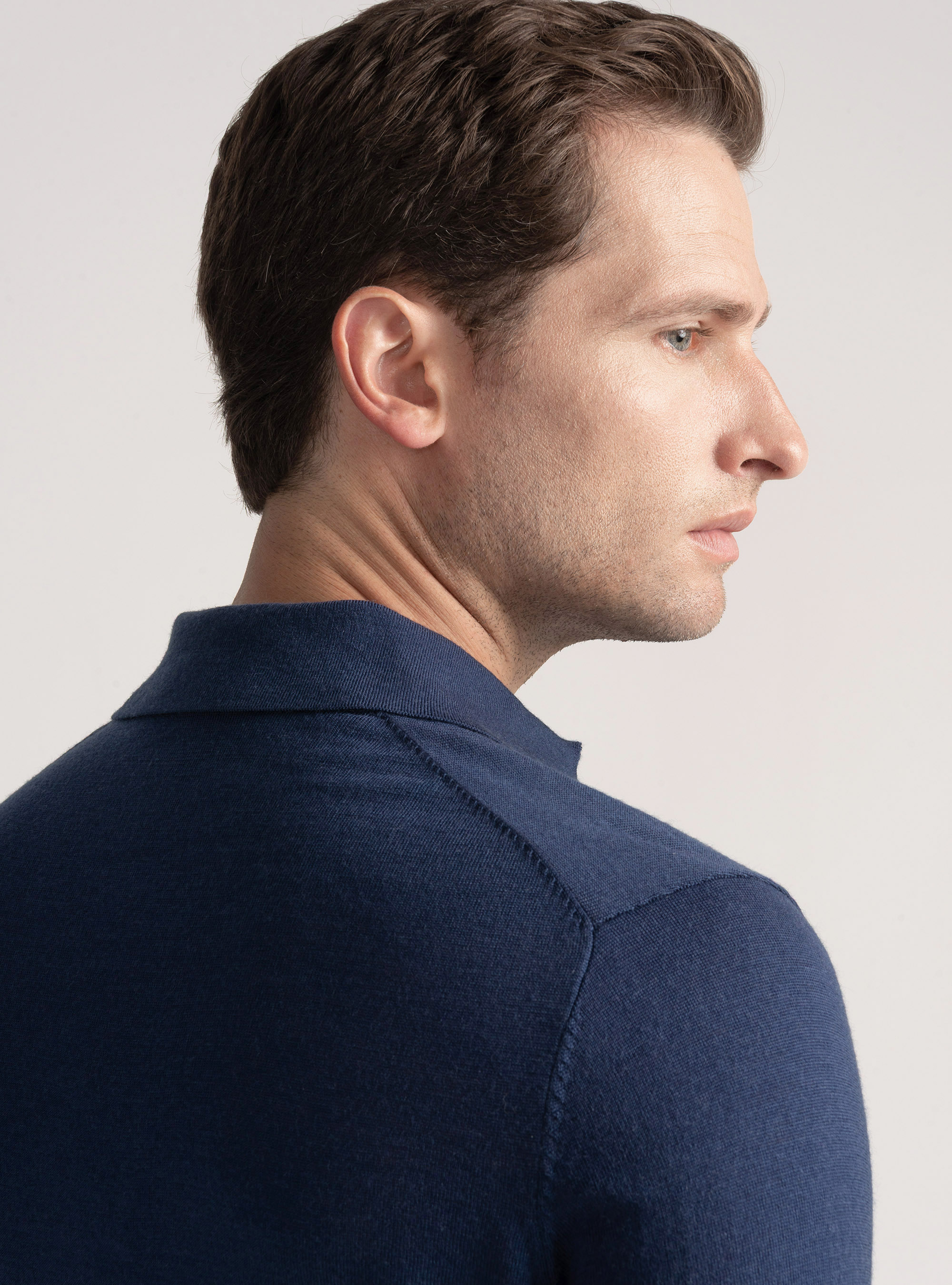 Polo de lana merina extrafina, AZUL TINTA