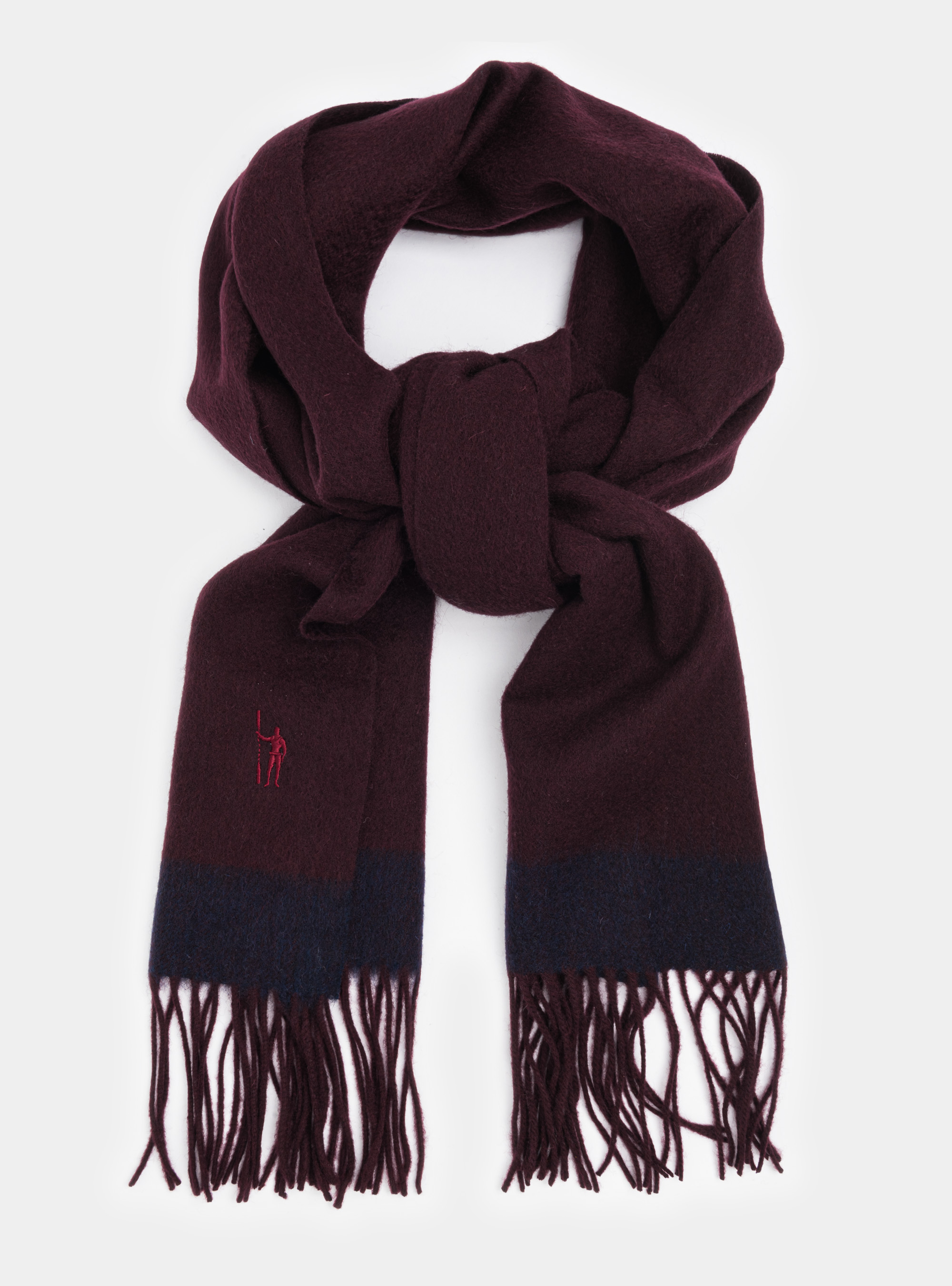 Sciarpa in lana cashmere con bordino a contrasto, BORDEAUX